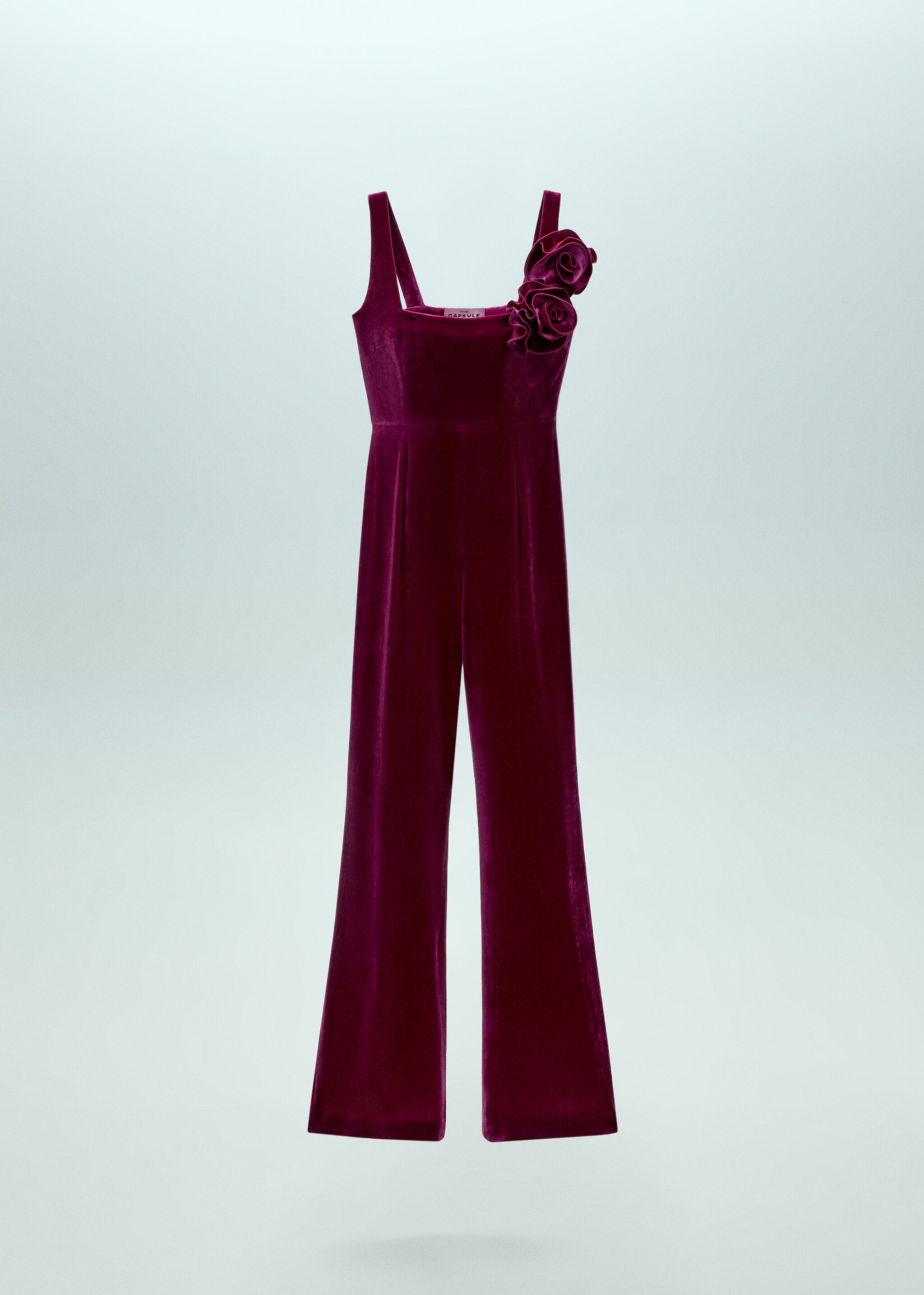 Kombinezon z aksamitu na szerokich ramiączkach z rozszerzanymi nogawkami - Artykuł bez modela/modelki, Różowy. Ref: 57059121-00.