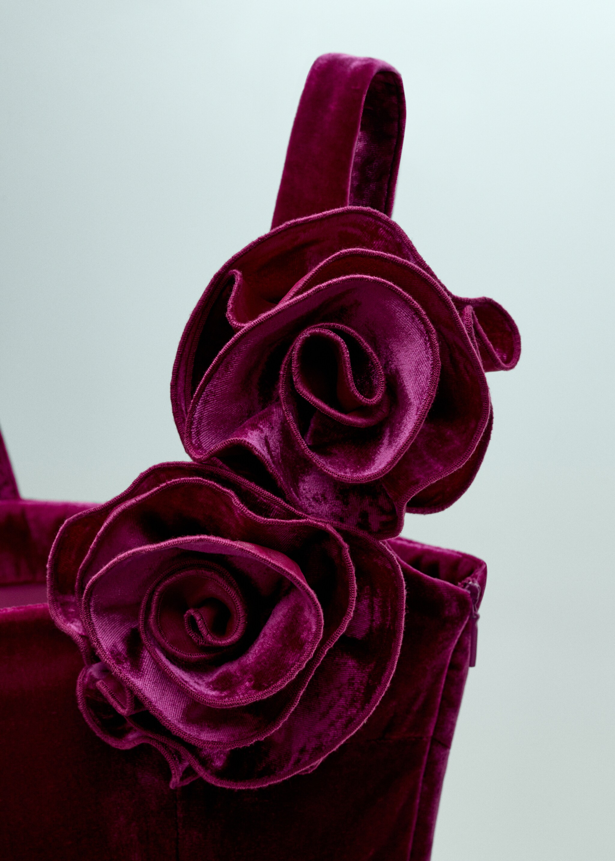 Kombinezon z aksamitu na szerokich ramiączkach z rozszerzanymi nogawkami - Szczegóły artykułu 8, Różowy. Ref: 57059121-00.