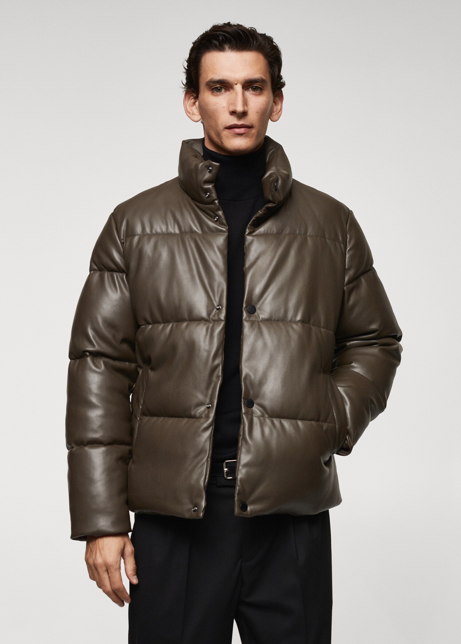 Anorak matelassé simili-cuir - Plan moyen