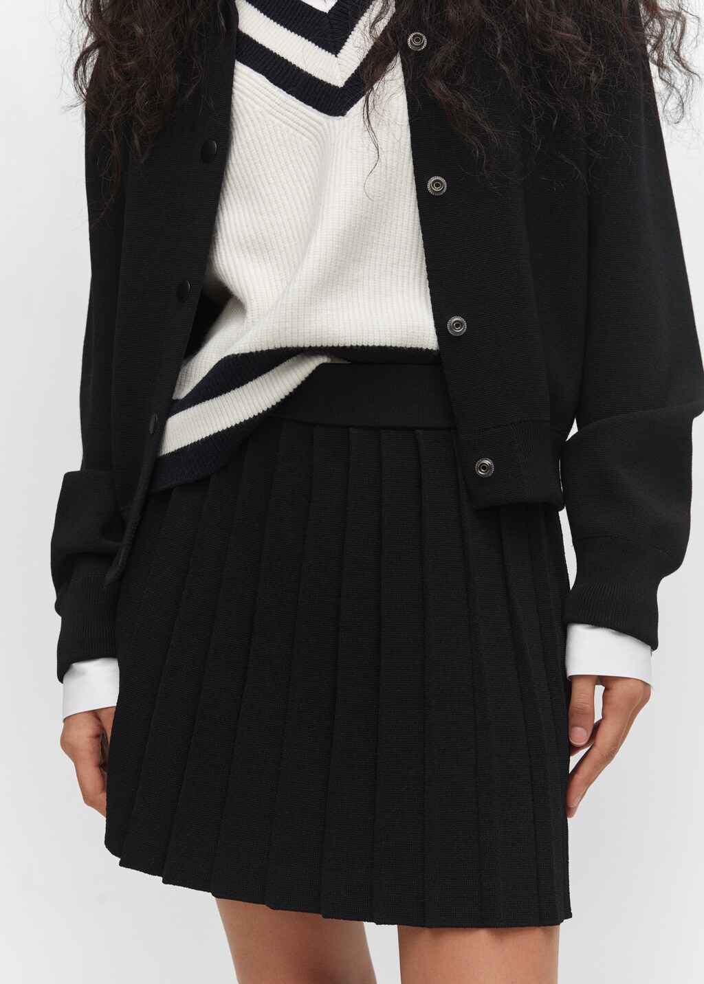 Pleated knitted mini-skirt - Women | MANGO OUTLET USA