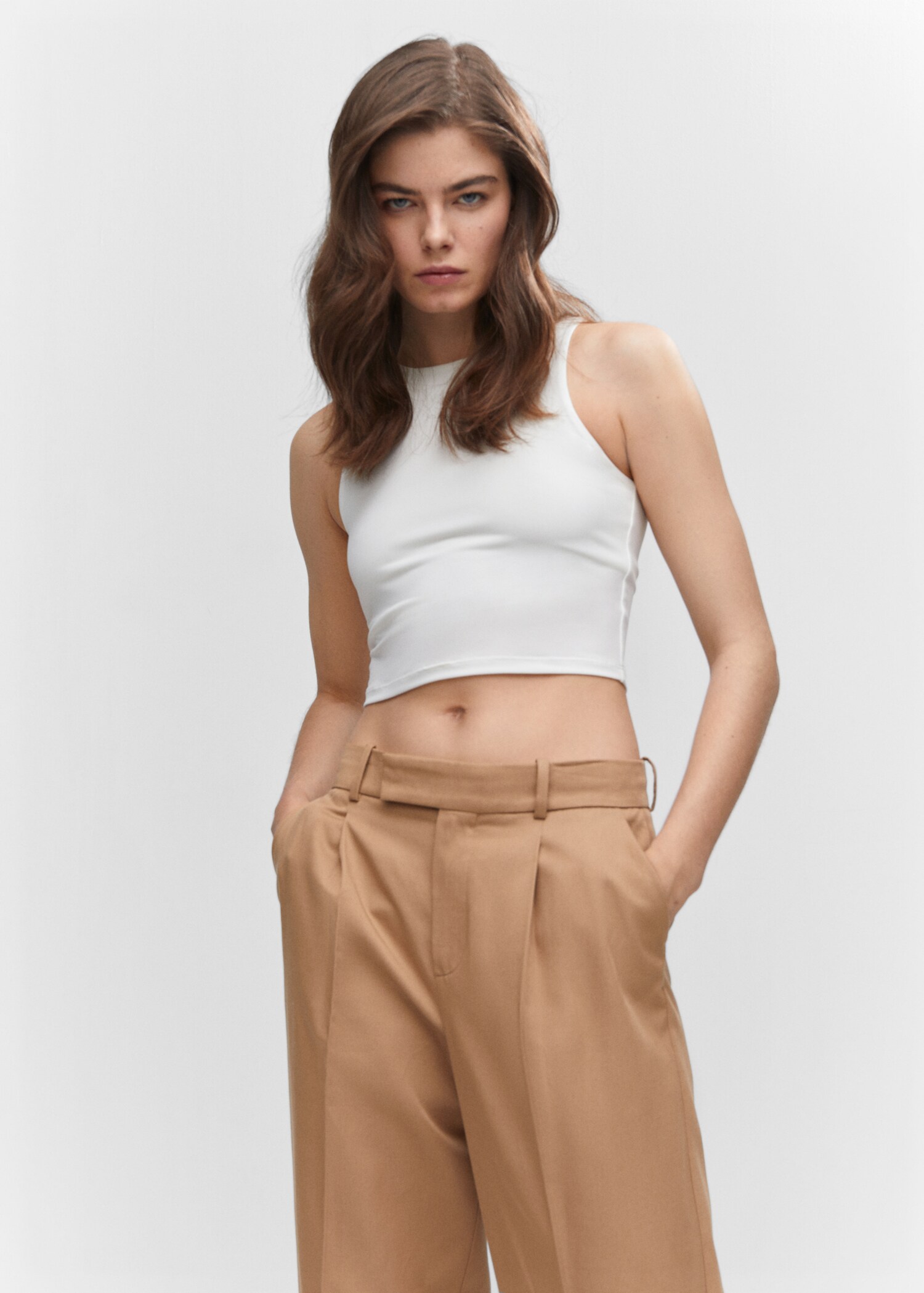 Crop top halter neck - Medium plane