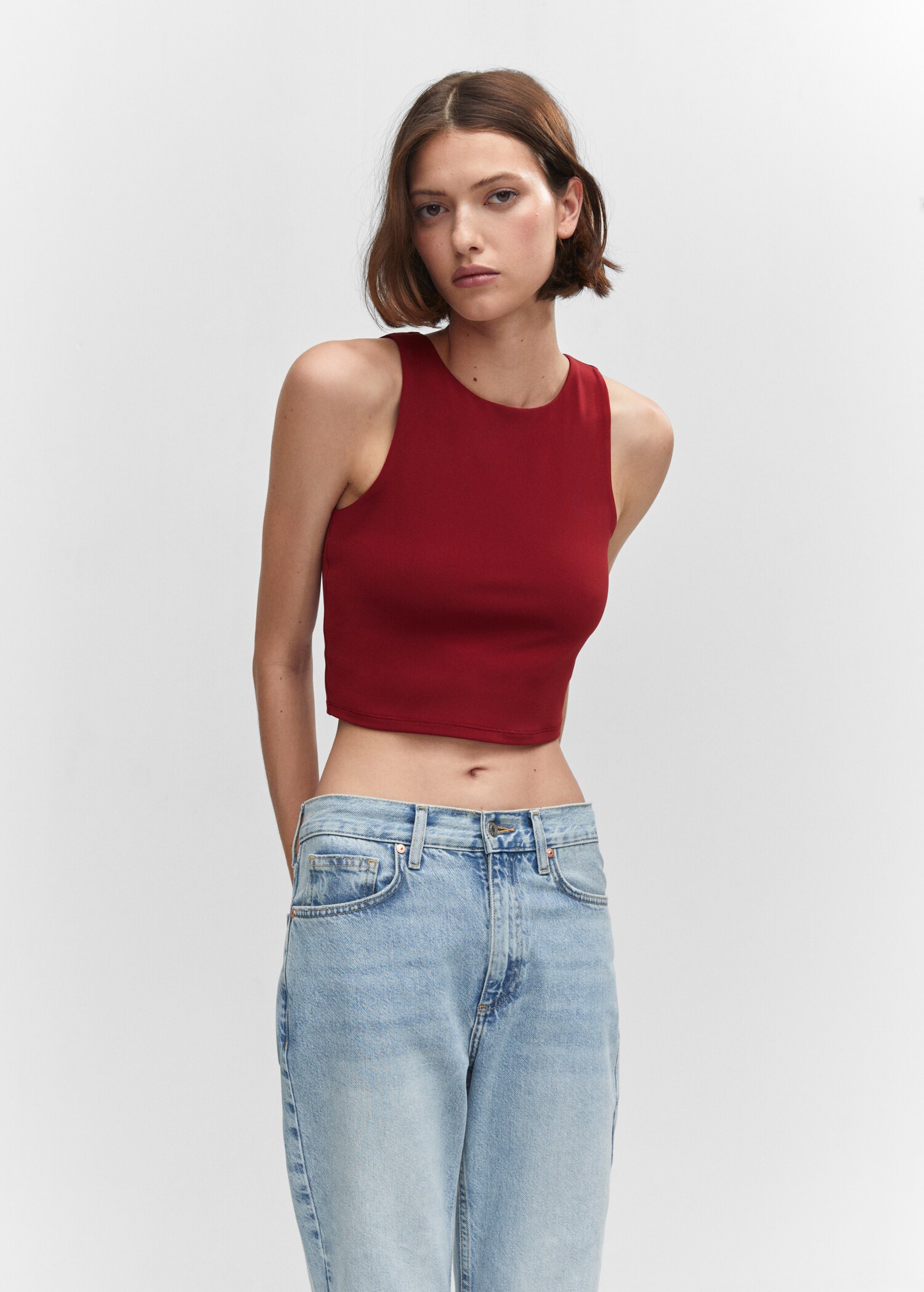Crop top halter neck - Medium plane