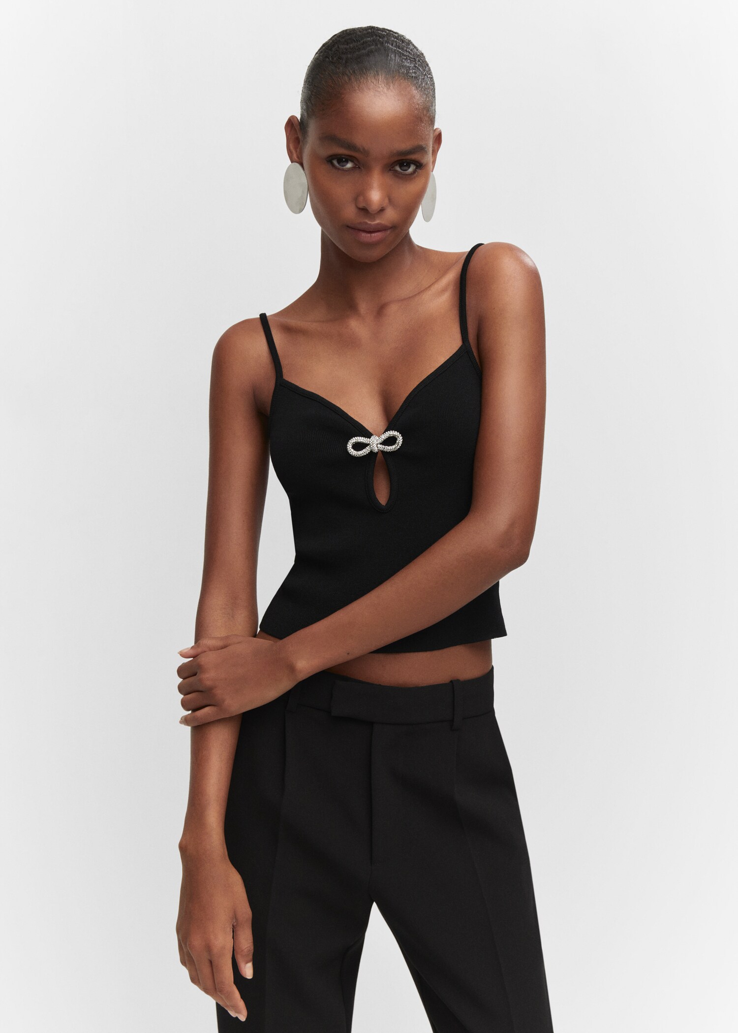 Knitted top with rhinestone detail - Medium plane