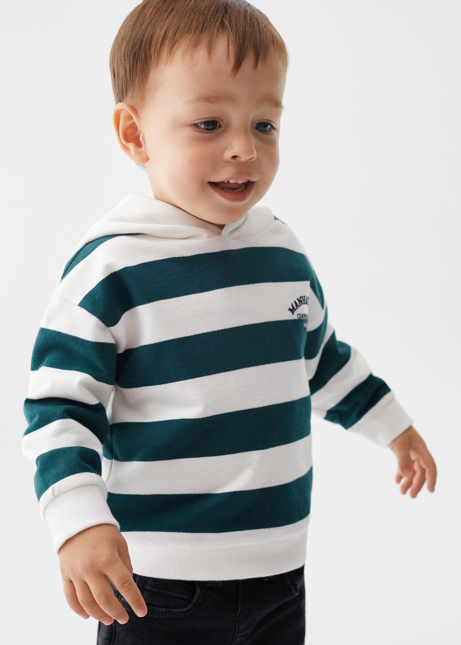 Sweatshirt de algodão às riscas - Plano médio