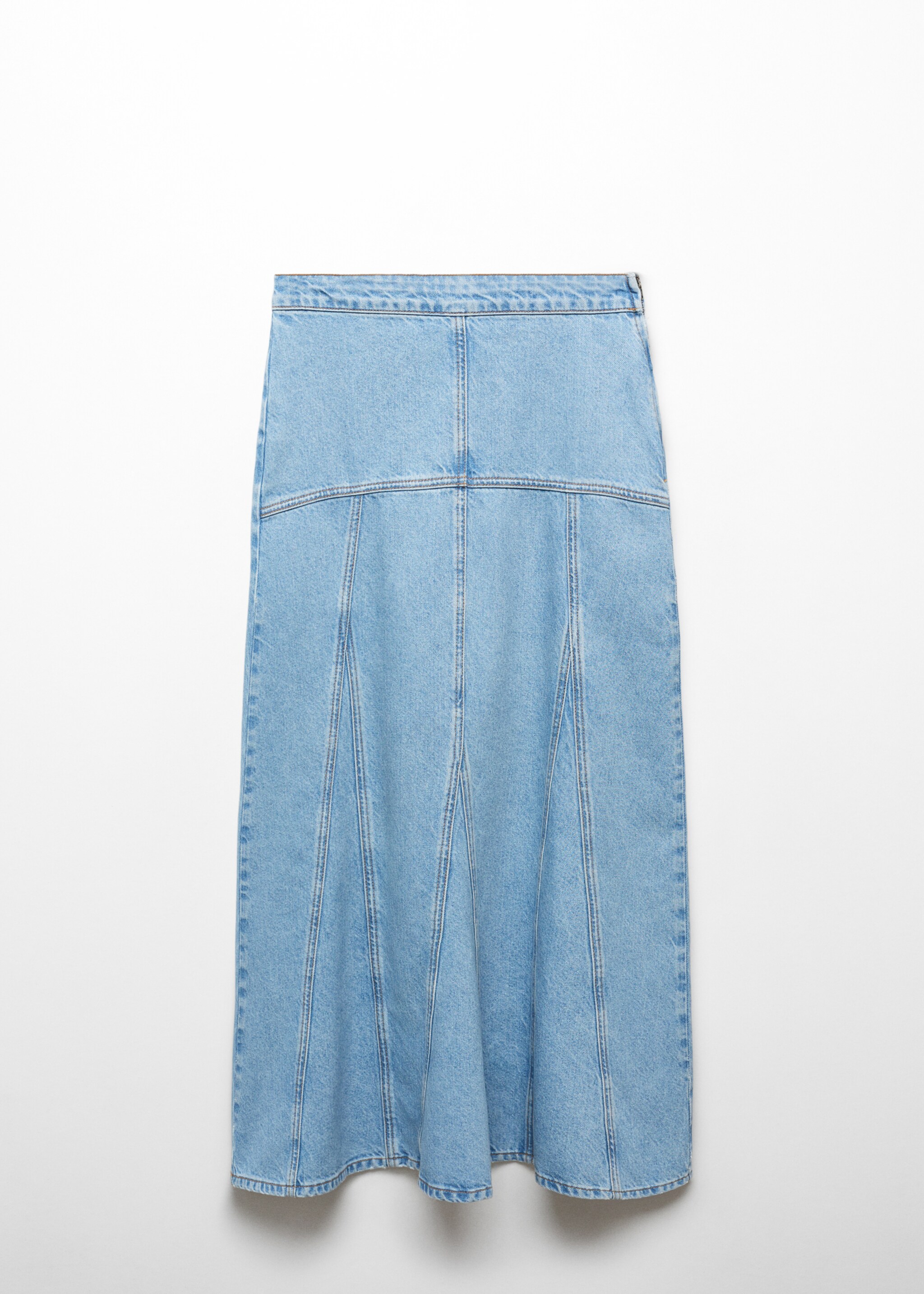 Long denim skirt with seams - Article without model, Light Blue. Ref: 57062896-00.