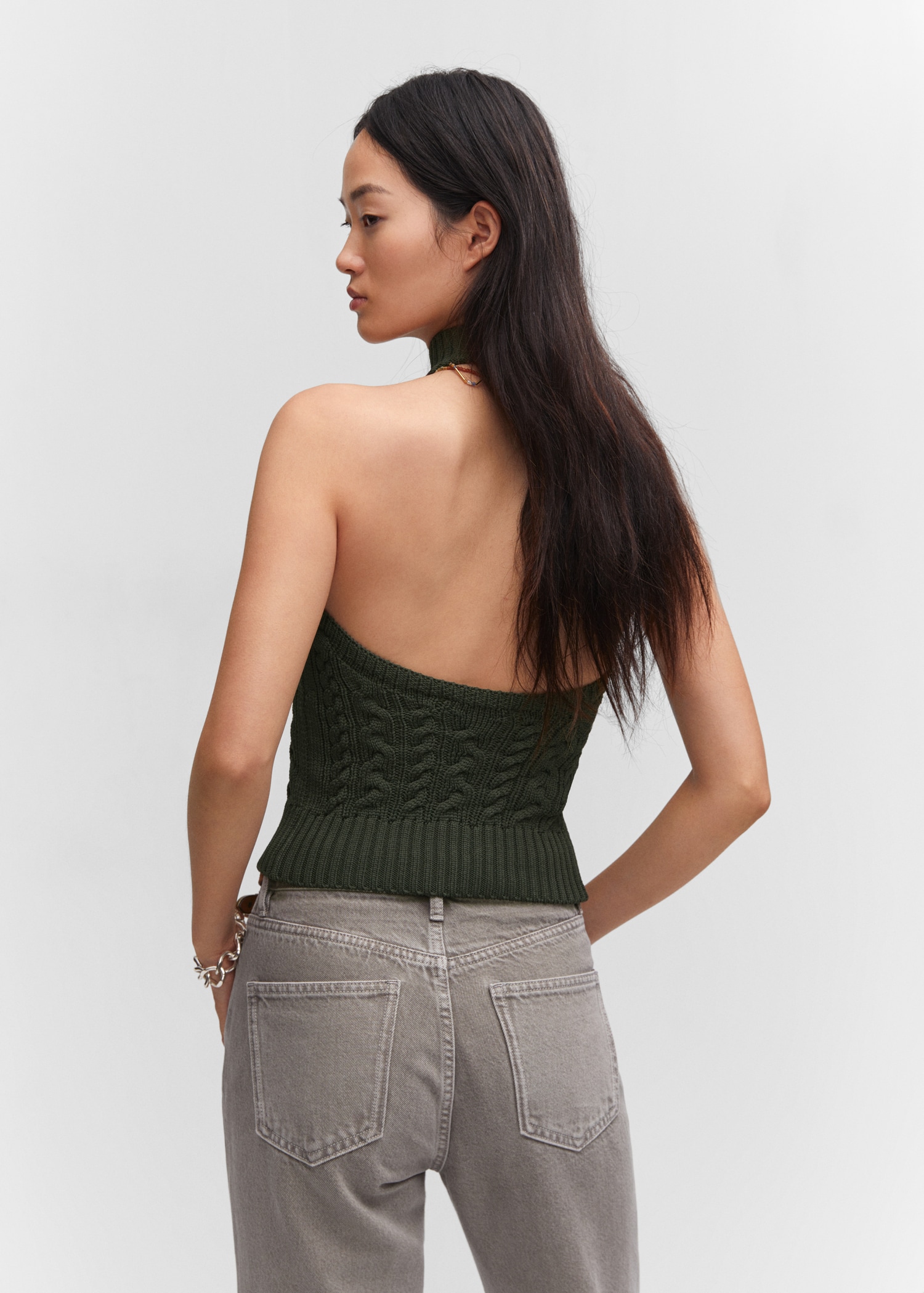 Halter-neck knitted top Women MANGO OUTLET USA - Main Image
