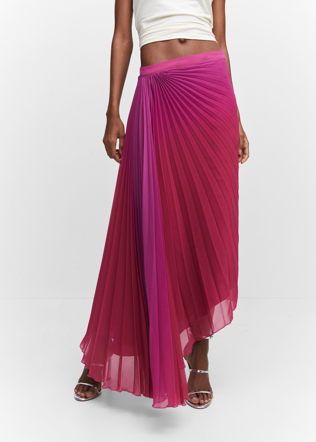 Pleated asymmetric skirt - Women | MANGO OUTLET USA