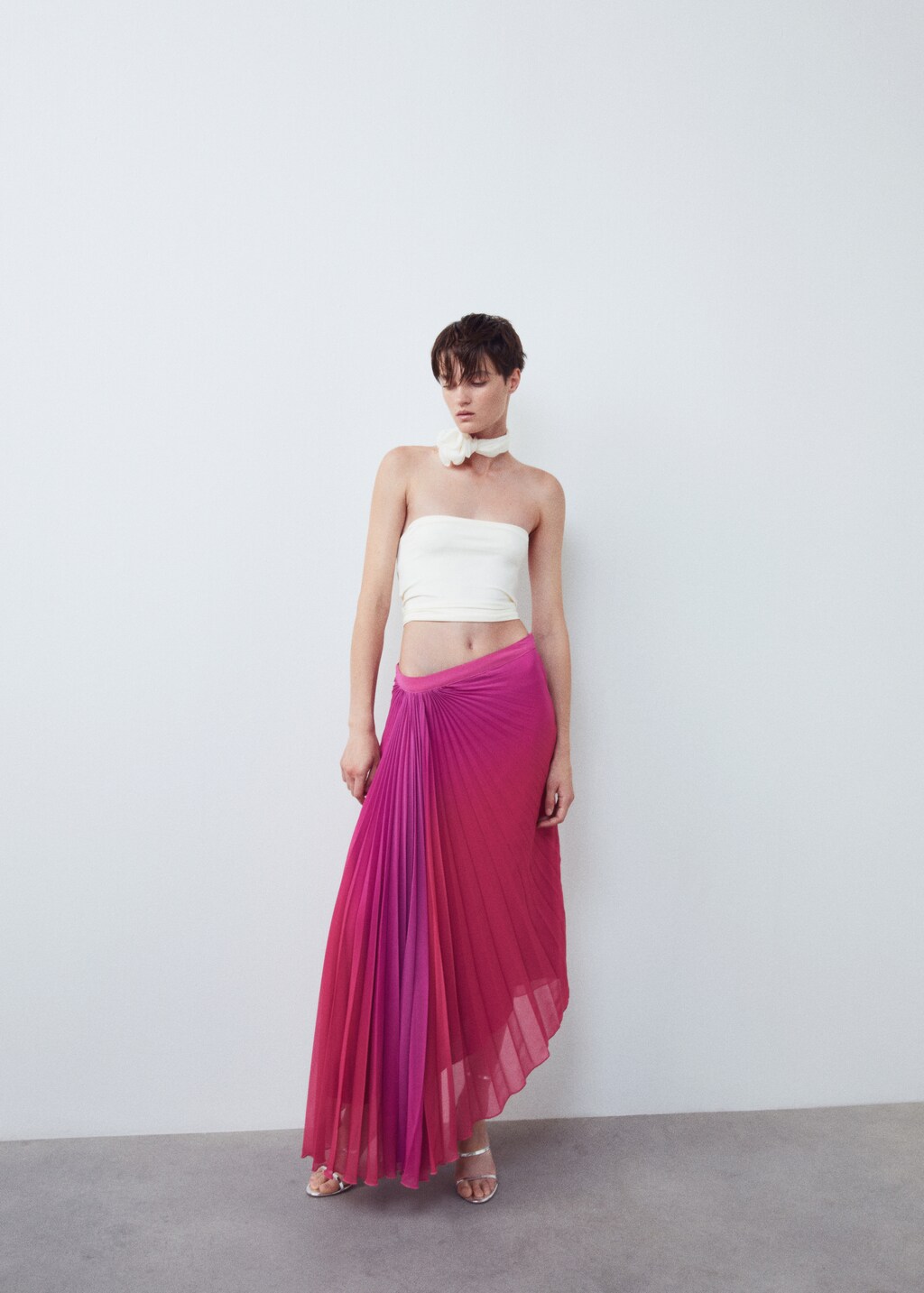 Pleated asymmetric skirt - Women | MANGO OUTLET USA