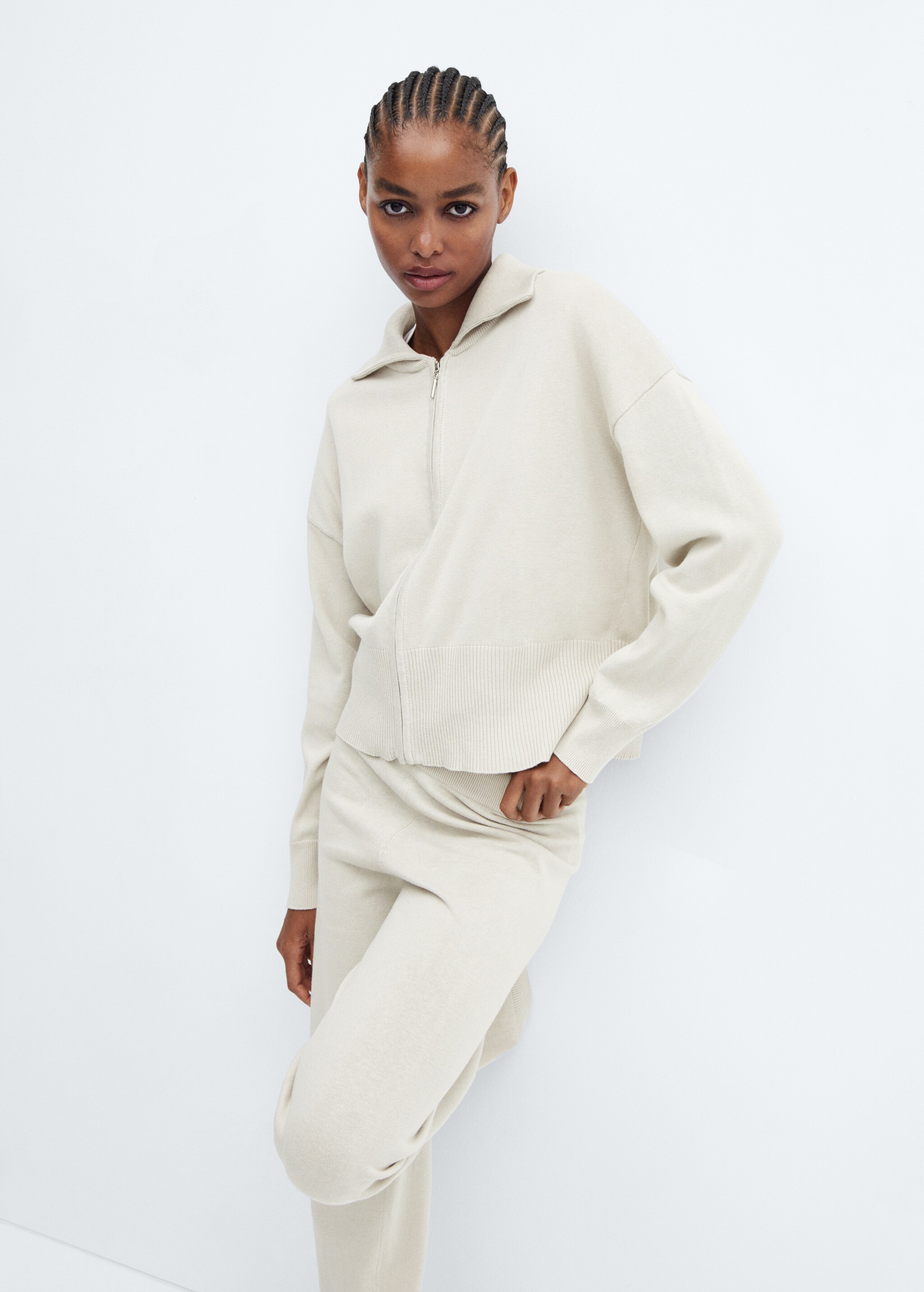 Cotton and linen pyjama jacket with zip - Details of the article 2