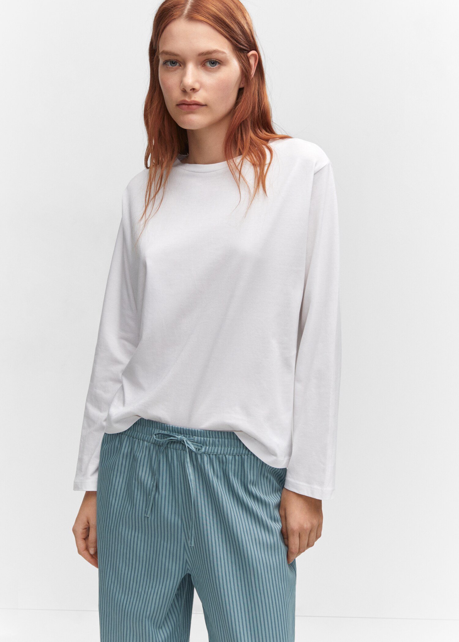 Pijama largo algodón rayas - Plano medio