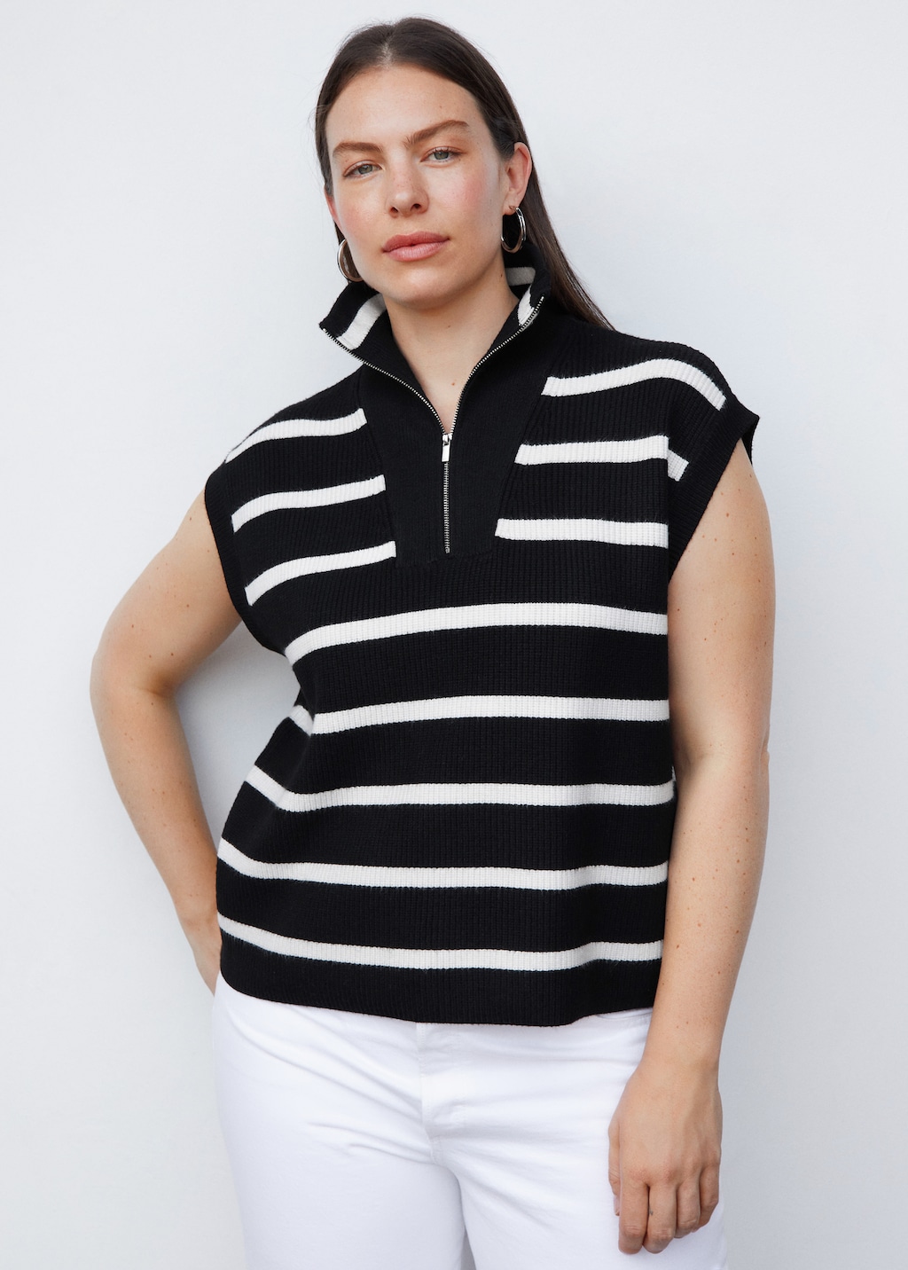Gilet rayures fermeture Eclair Femme MANGO OUTLET France metropolitaine
