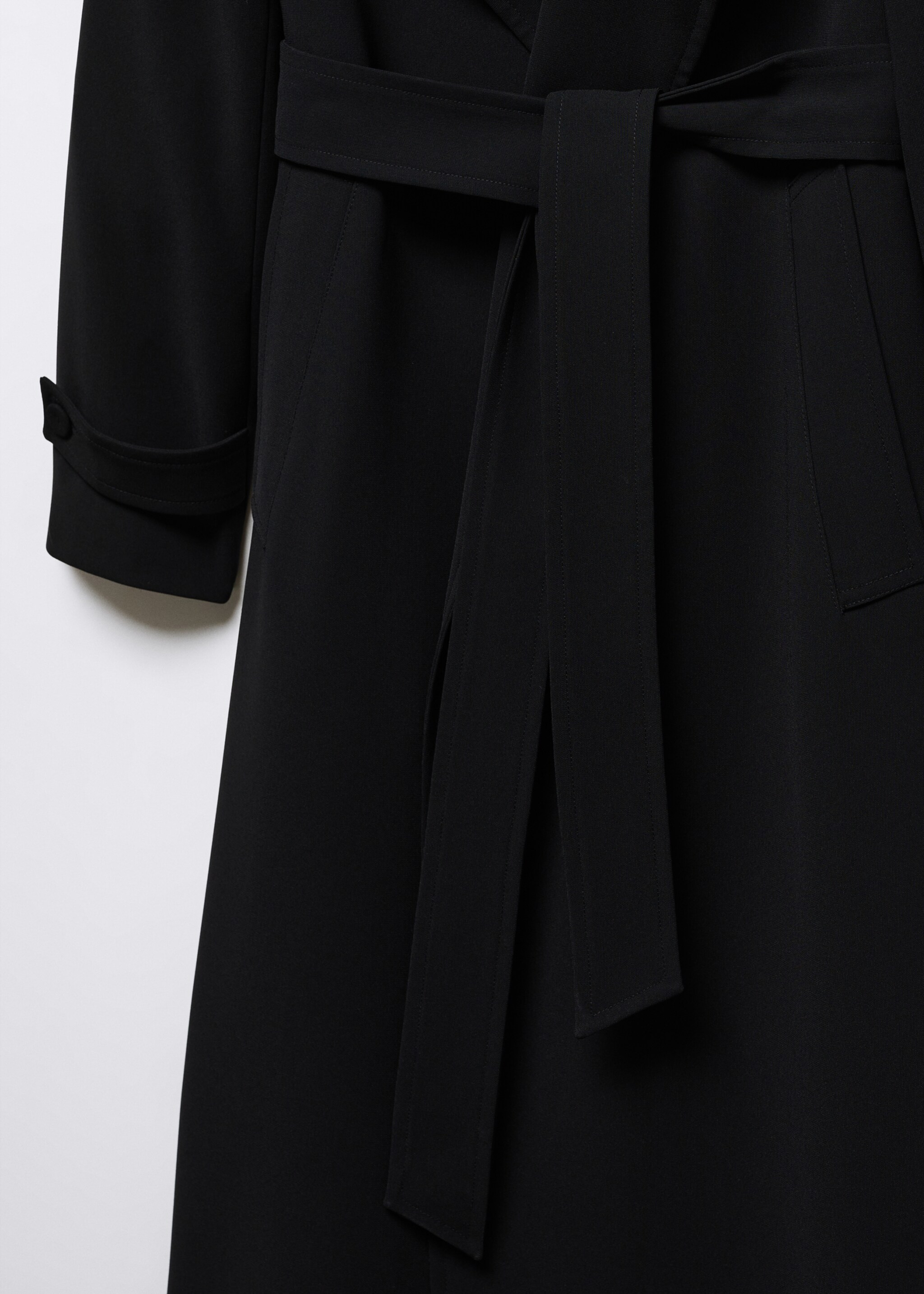 Oversized-Trenchcoat mit Schleife - Detail des Artikels 8, Schwarz. Ref: 57064398-00.