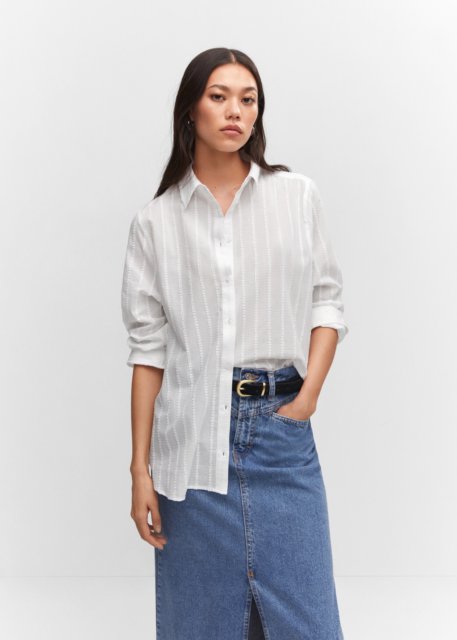 Camisa algodón bordada - Plano medio