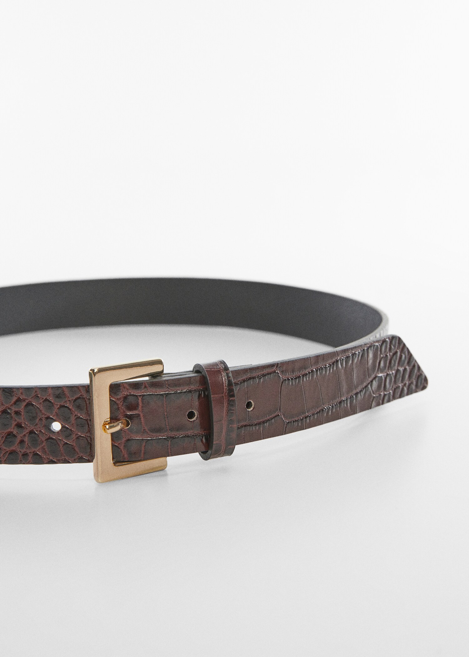 Croc-effect leather belt - Medium plane