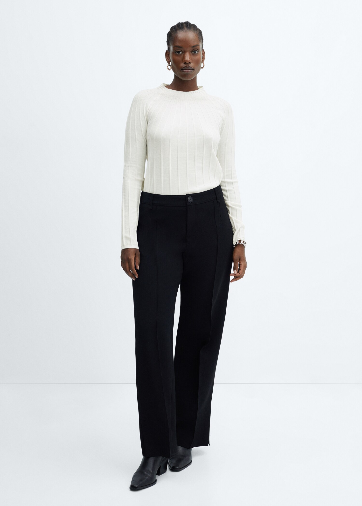 Ribbed sweater with perkins neck - Details of the article 3