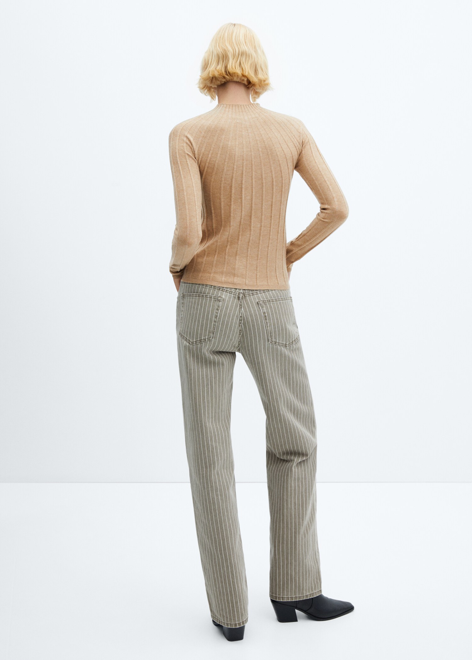 Ribbed sweater with perkins neck - Reverse of the article