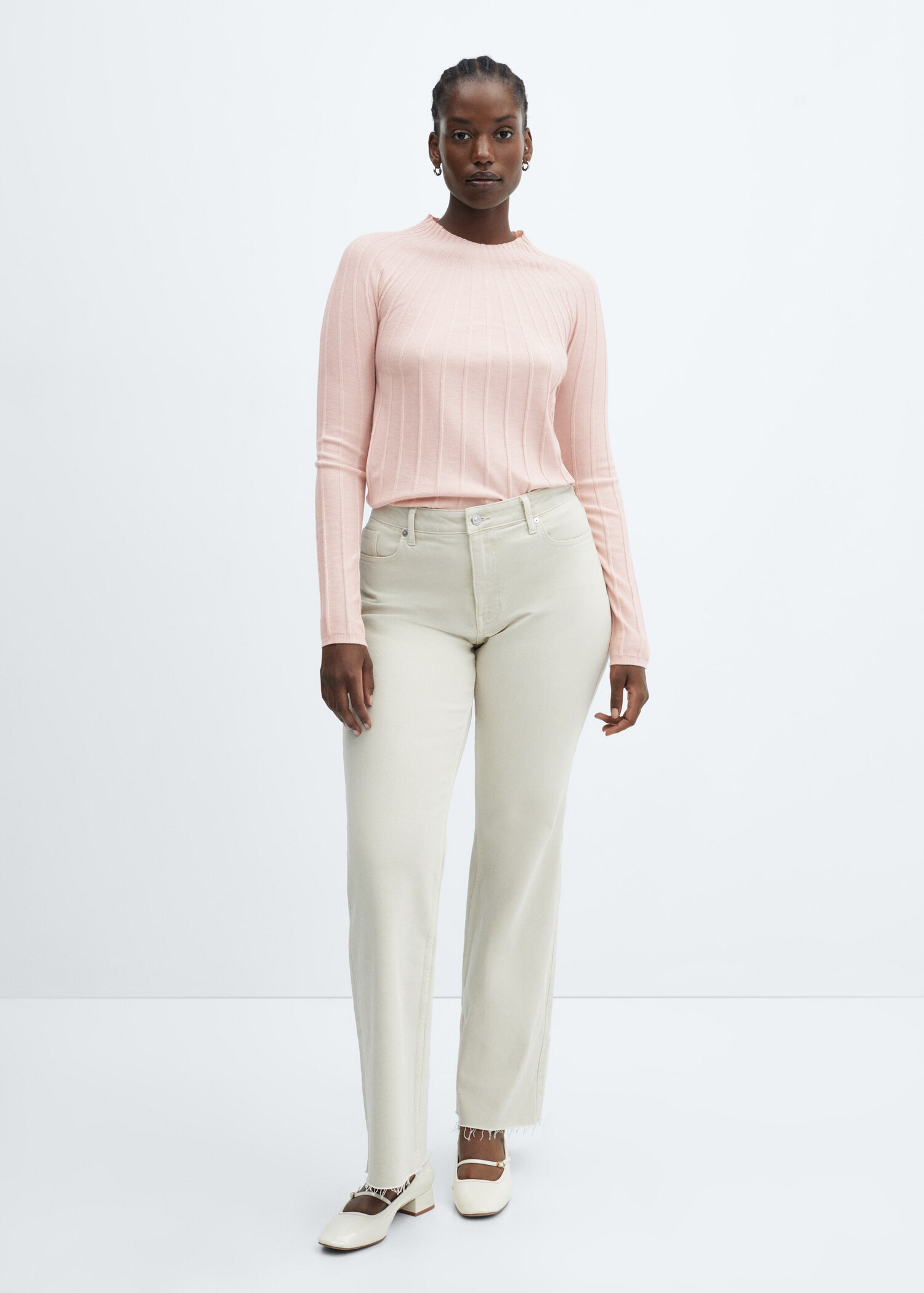 Ribbed sweater with perkins neck - Details of the article 3