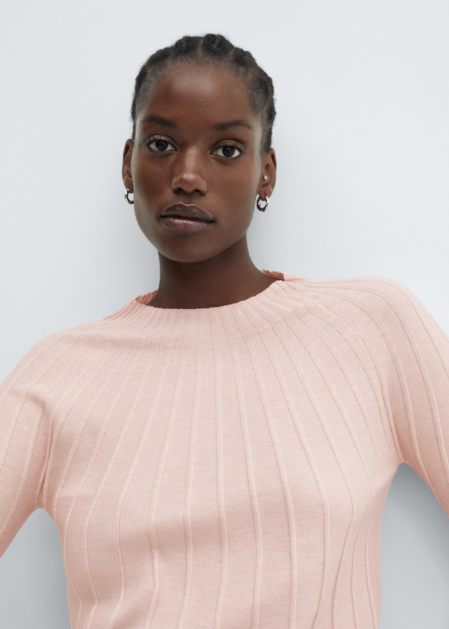 Ribbed sweater with perkins neck - Details of the article 4