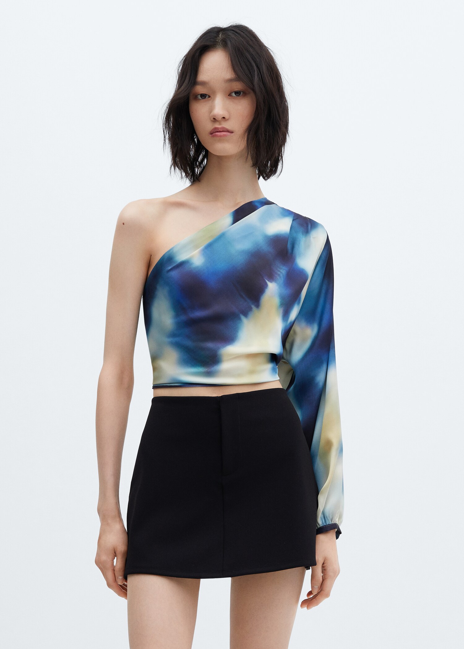 Asymmetric satin blouse - Medium plane