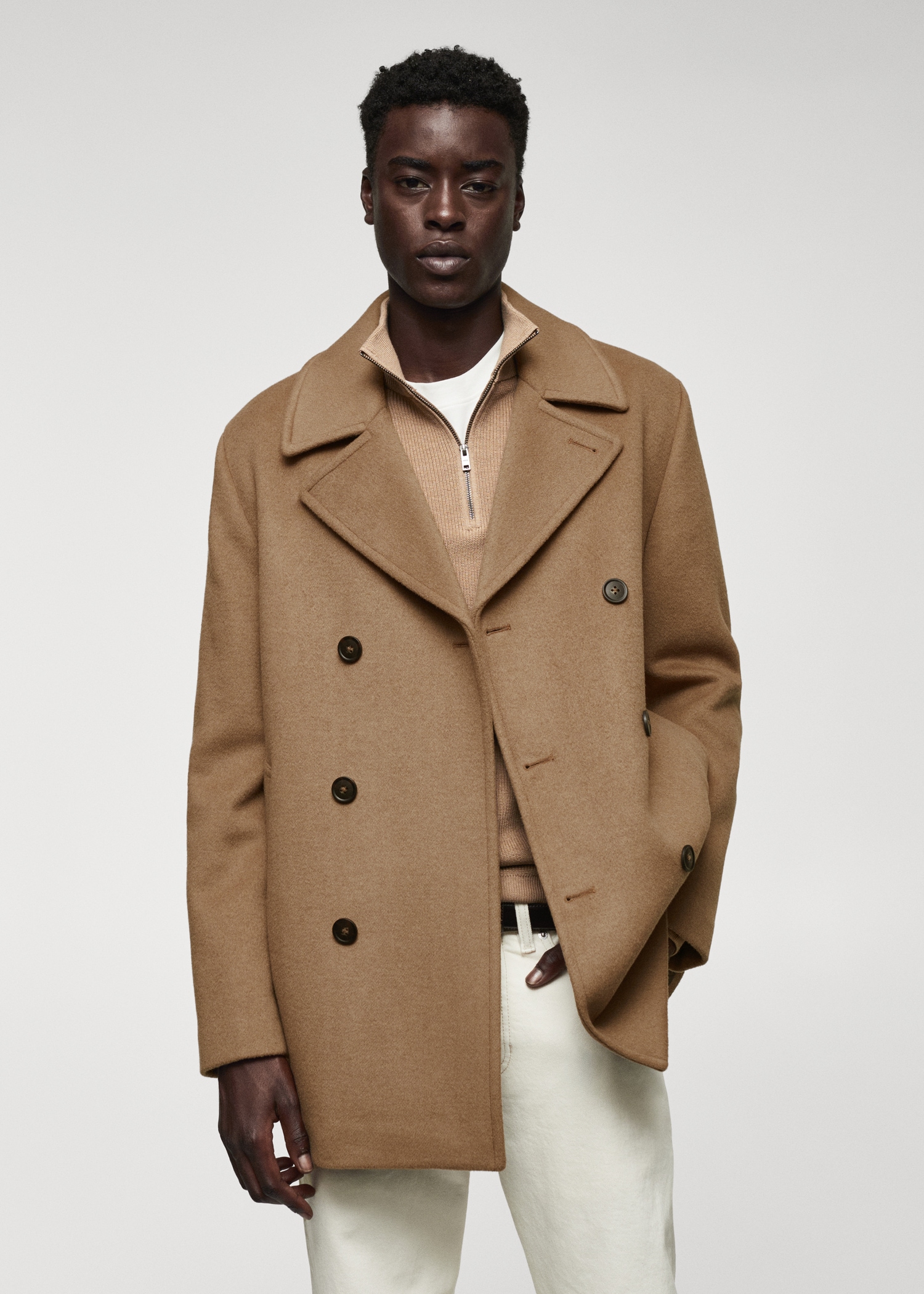 Double Breasted Coat Camel Wool Jacket Mens Camel Woolen Men's