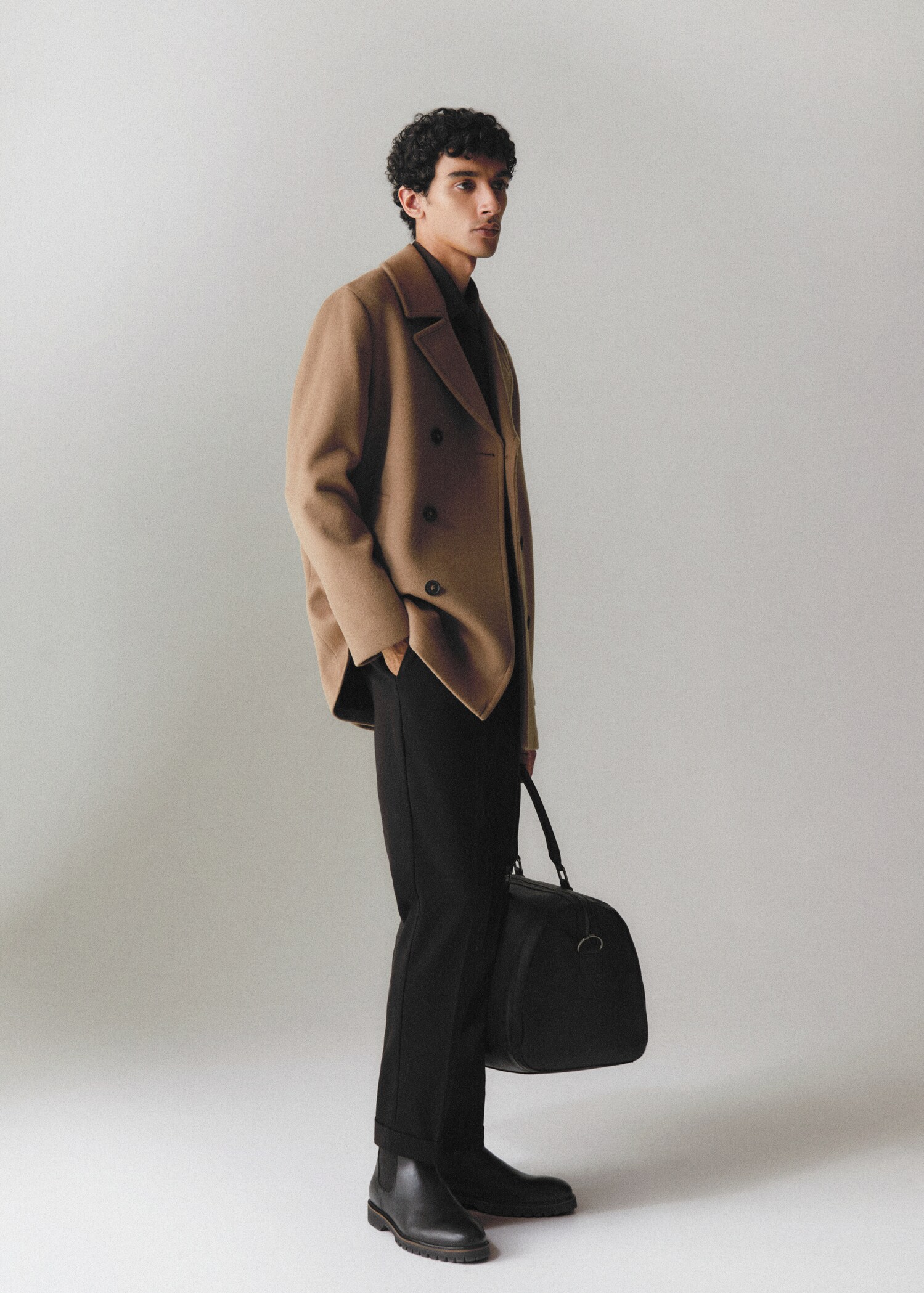 Recycled wool double-breasted coat - Details of the article 5