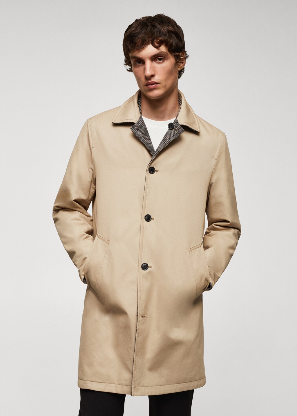 Reversible recycled wool trench coat Men MANGO OUTLET USA