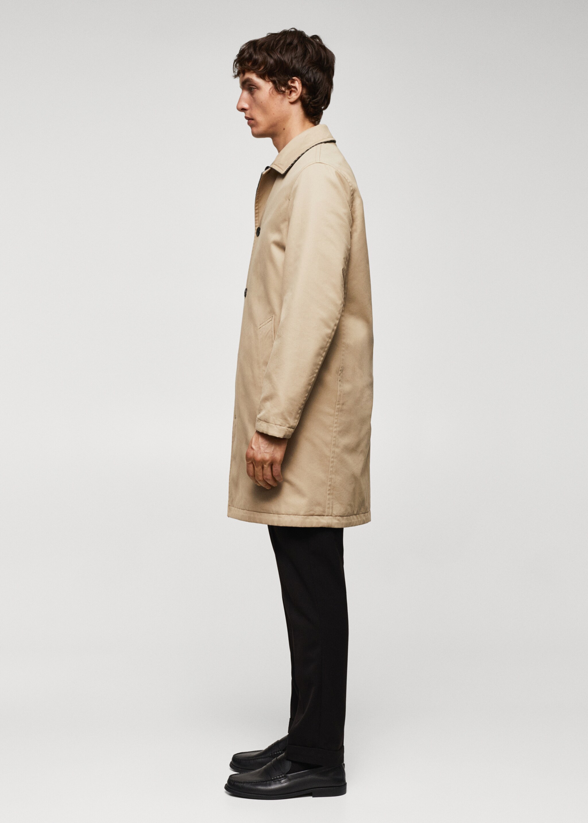 Oboustranný trenčkot z recyklované vlny - Detail zboží 2, Šedá. Ref: 57065949-00.