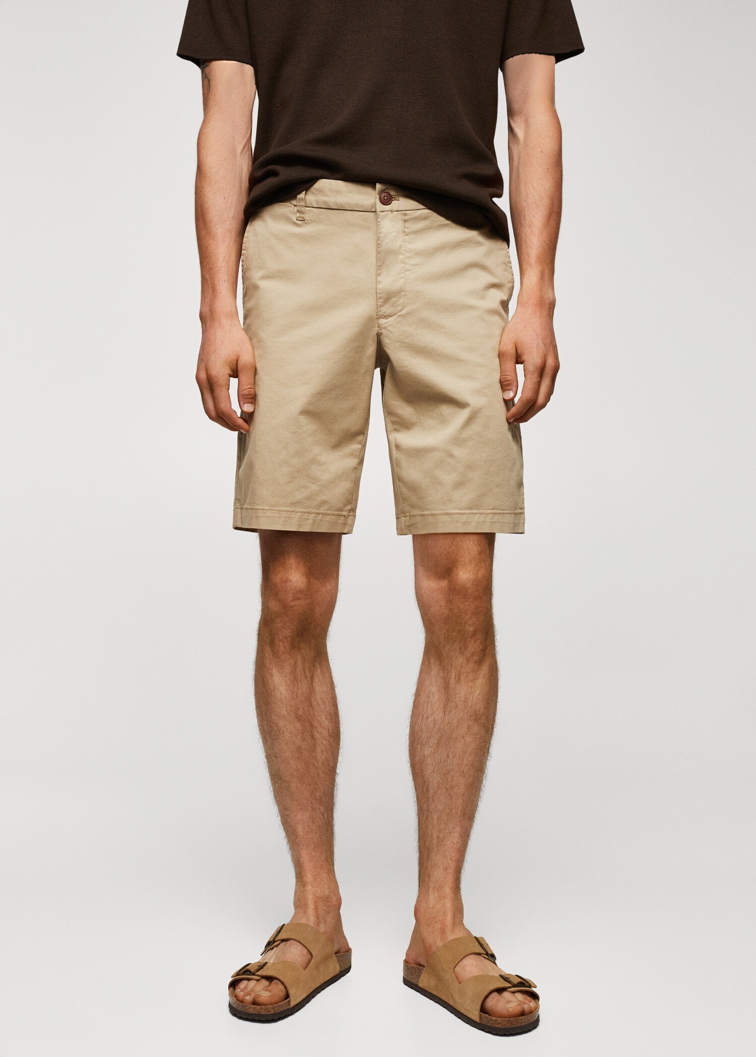 Slim-fit chino cotton bermuda shorts - Medium plane