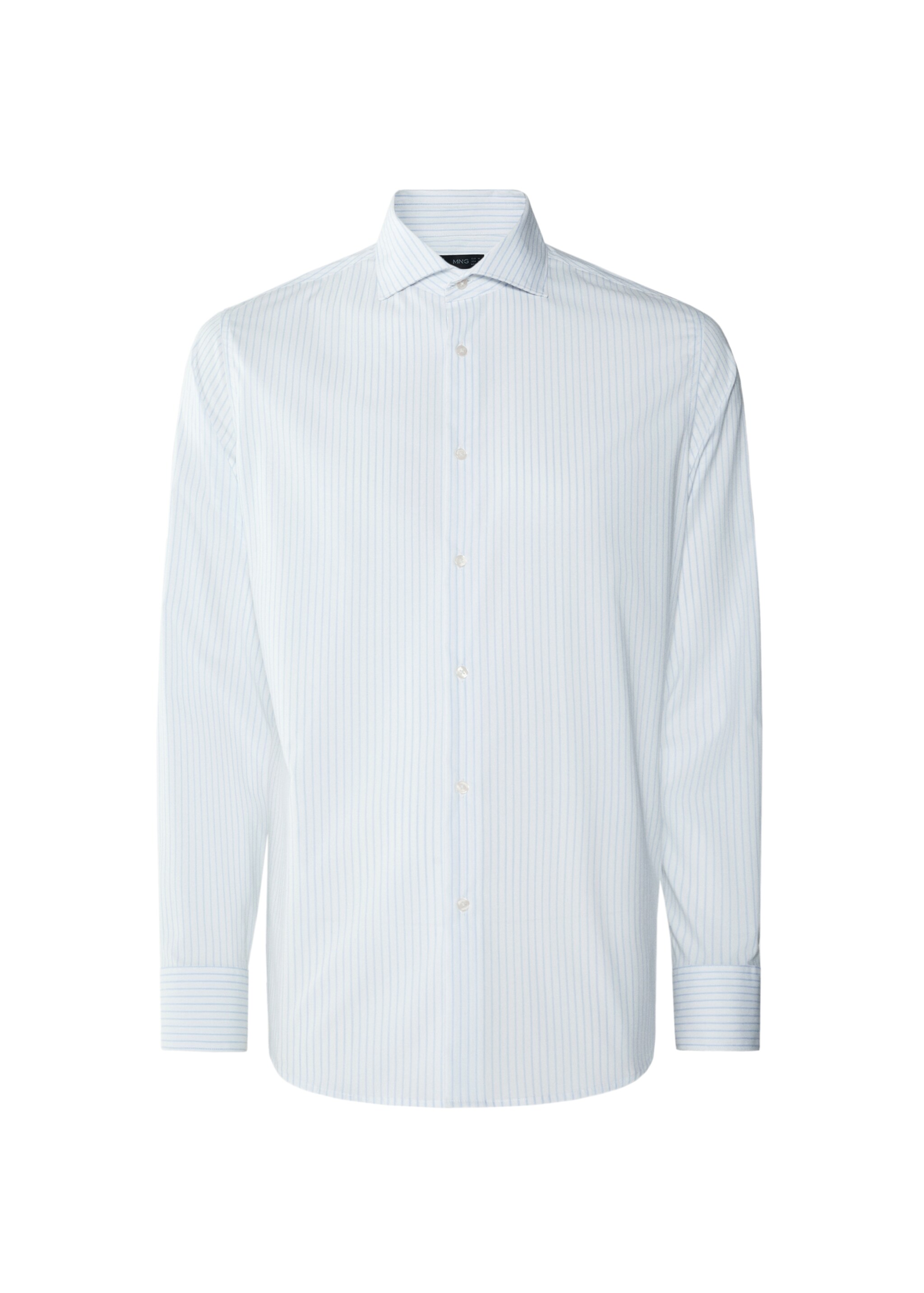 Stretch micro-structure suit shirt - Article without model, Blue. Ref: 57065959-00.