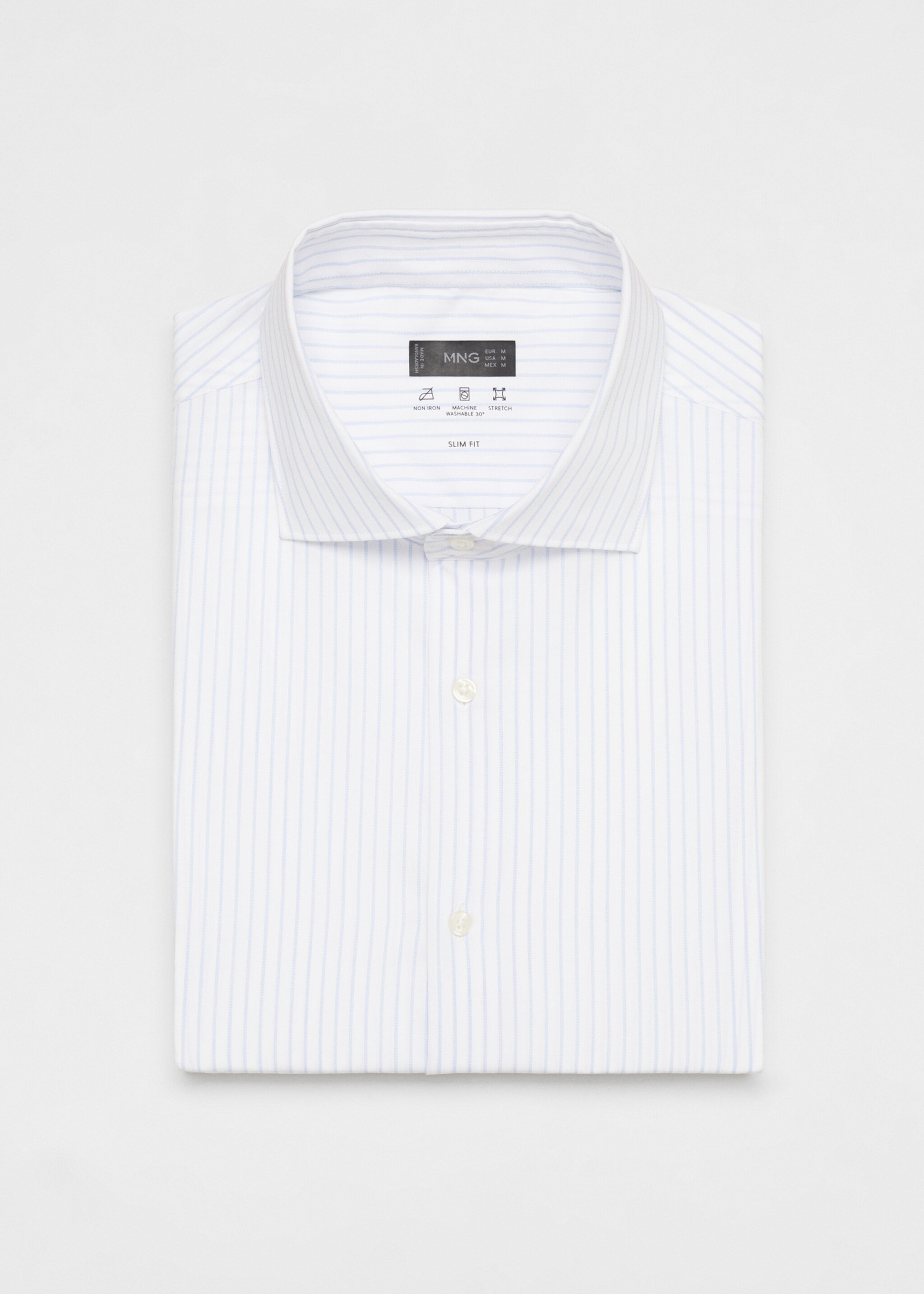Stretch micro-structure suit shirt - Details of the article 0, Blue. Ref: 57065959-00.