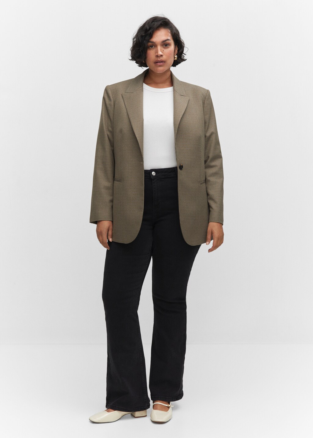 【送料&関税込】Patou Brown Wool Blend Blazer Houndstooth wool-blend blazer - Women | MANGO OUTLET USA
