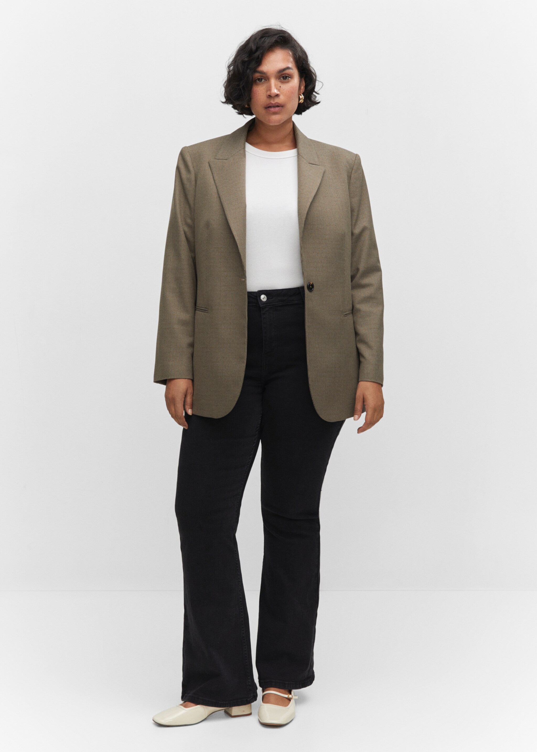 Houndstooth wool-blend blazer - Details of the article 3, Brown. Ref: 57065963-00.