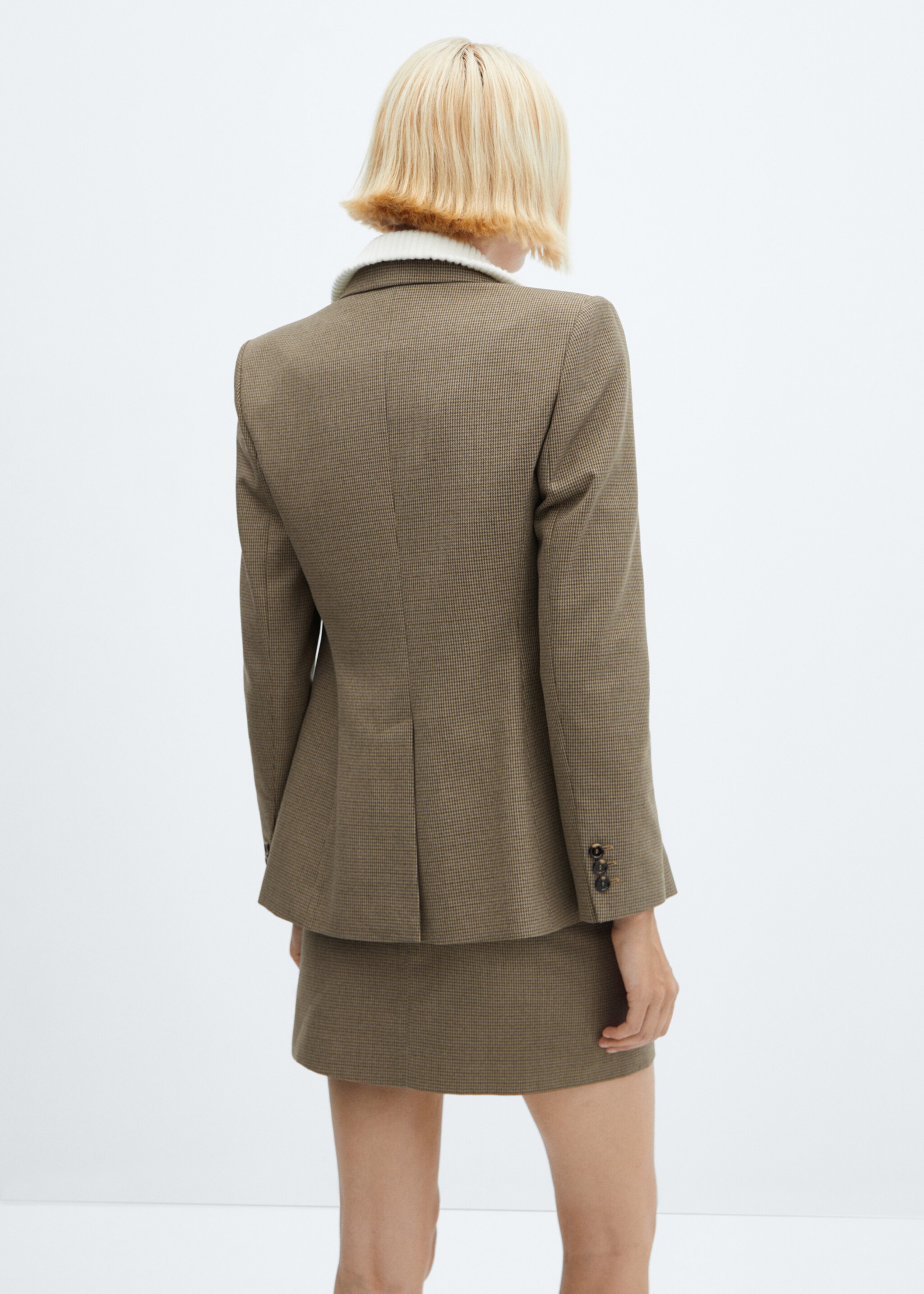 Houndstooth wool-blend blazer - Reverse of the article, Brown. Ref: 57065963-00.