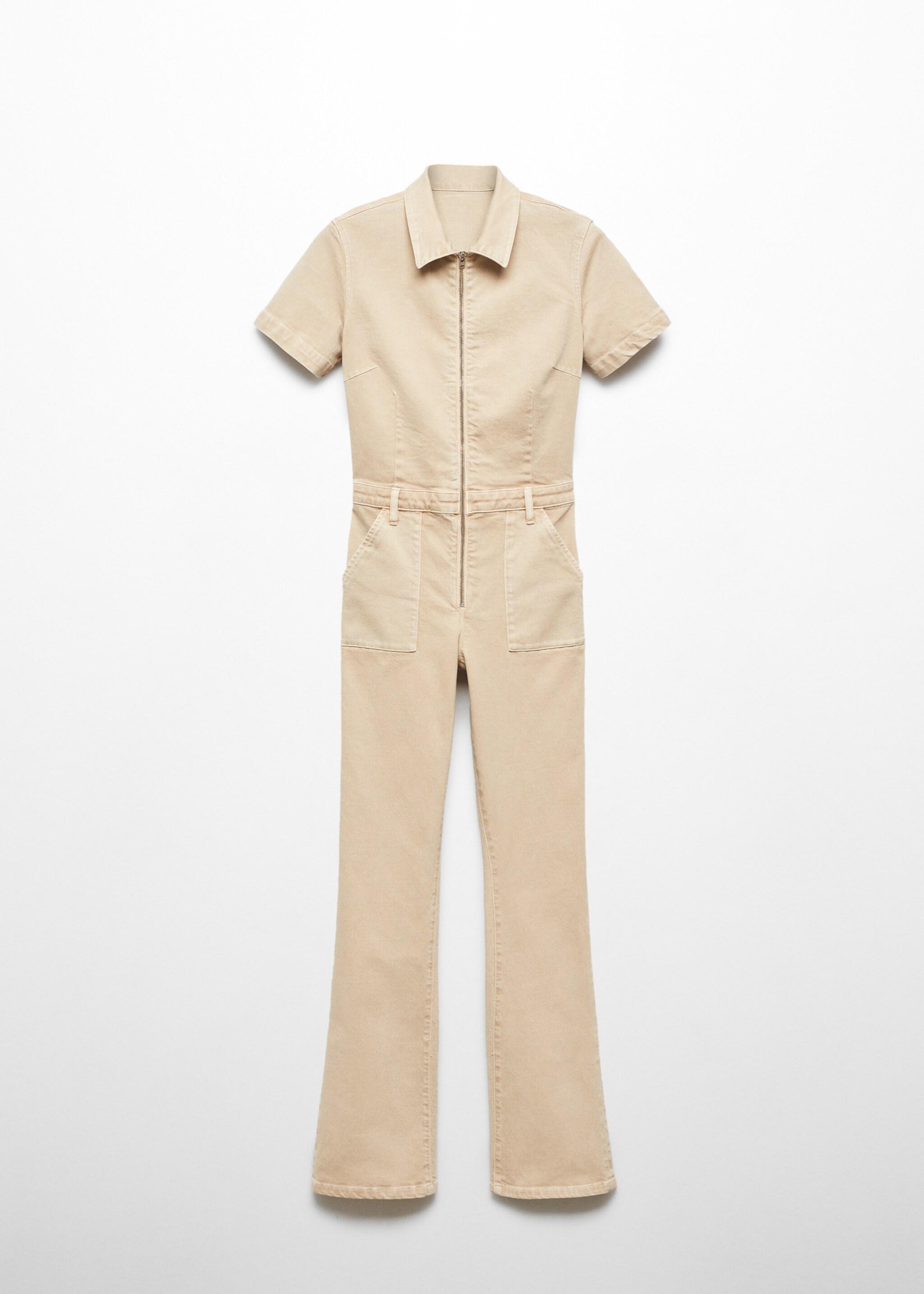 Denim zipper jumpsuit - Article without model, Sand. Ref: 57065965-00.