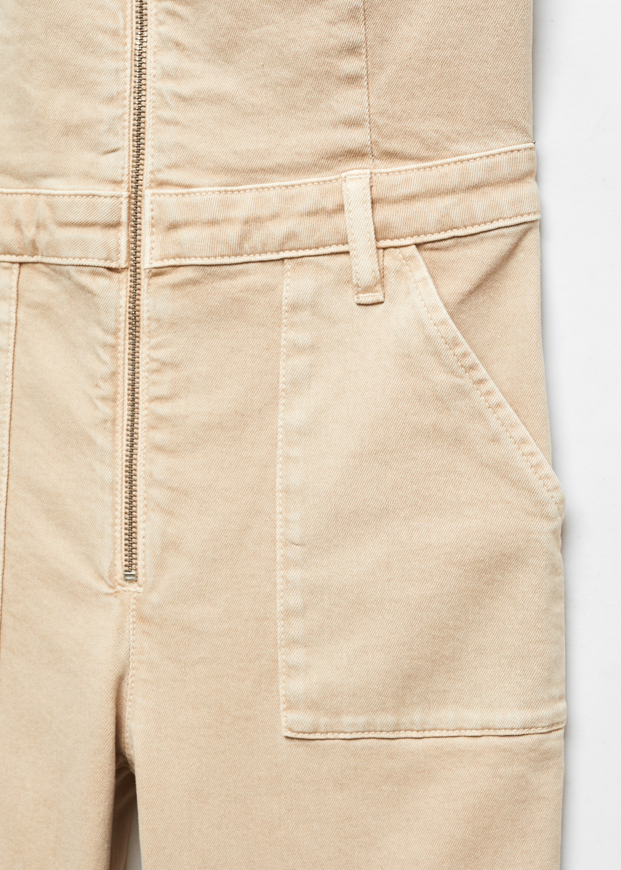 Denim zipper jumpsuit - Details of the article 8, Sand. Ref: 57065965-00.