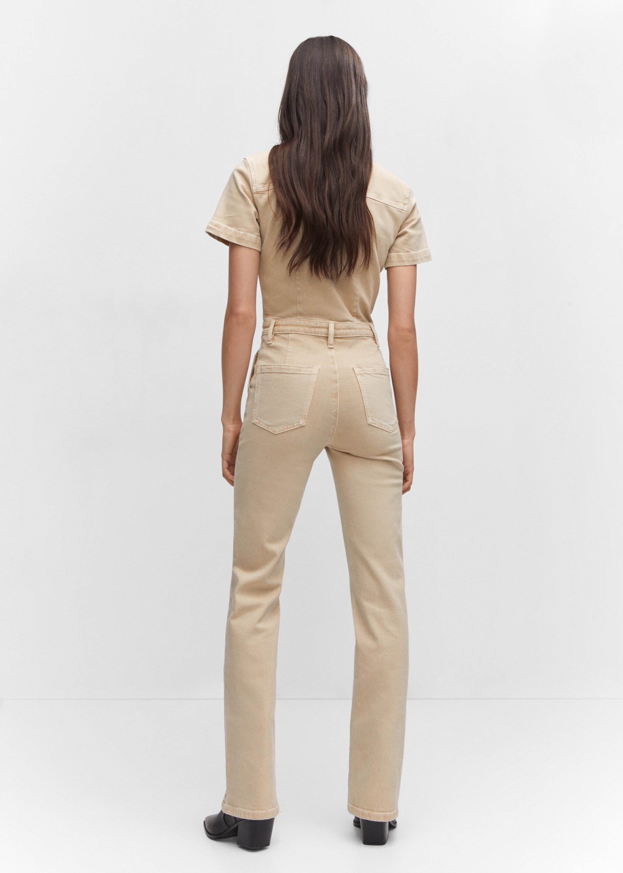 Denim zipper jumpsuit - Reverse of the article, Sand. Ref: 57065965-00.