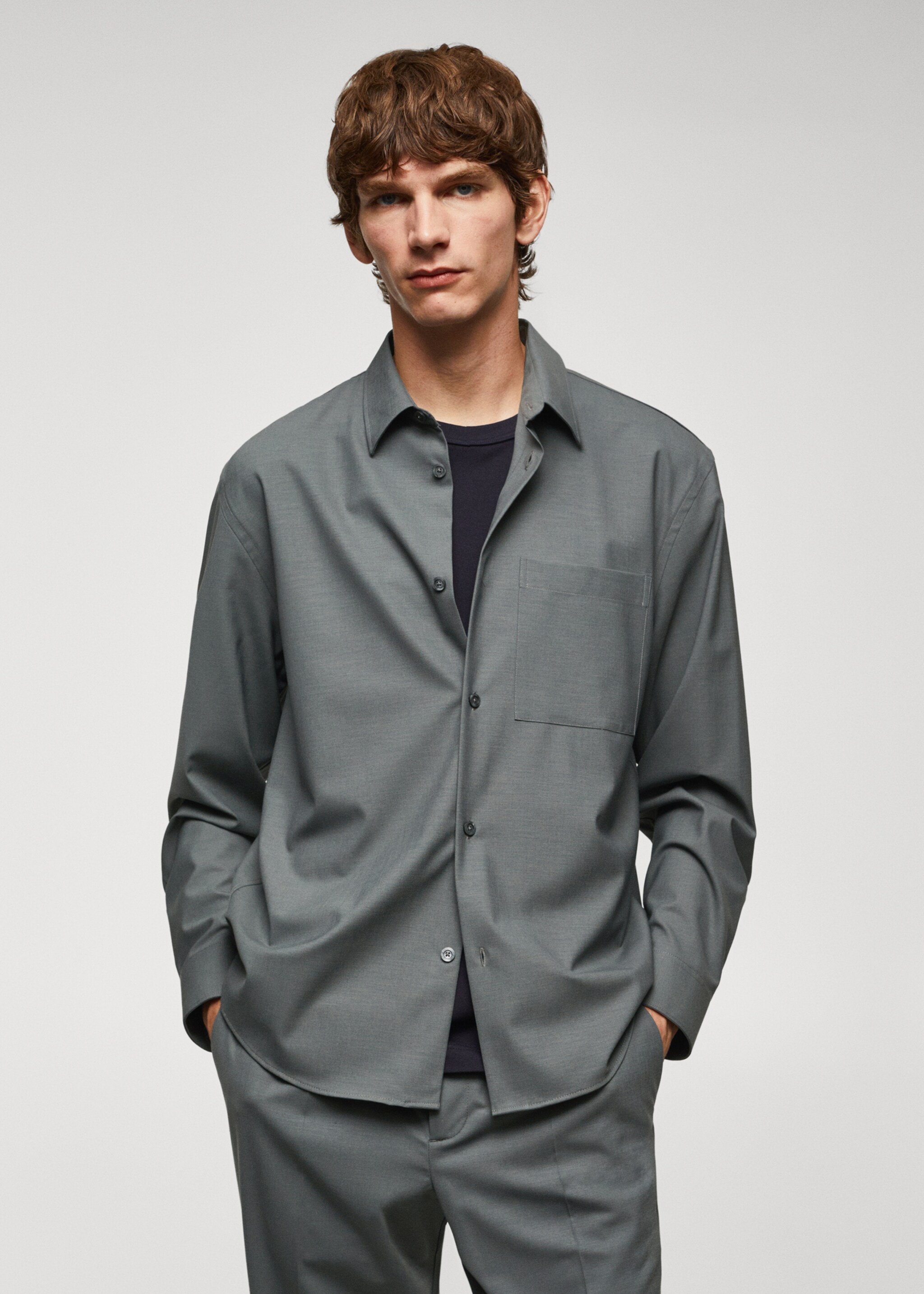 Oversized wollen overhemd - Middenvlak