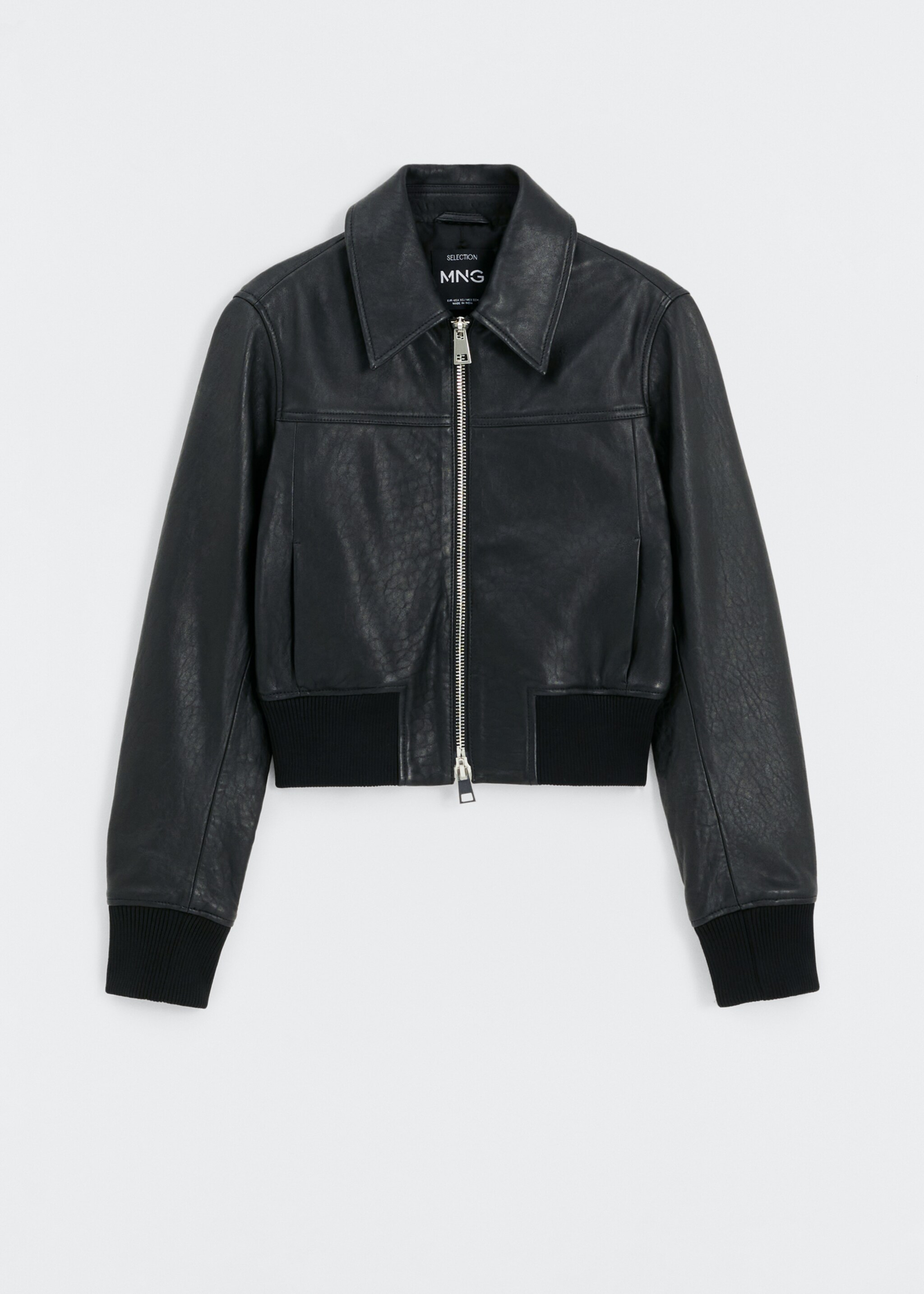 Leather jacket with elasticated hem - Article without model