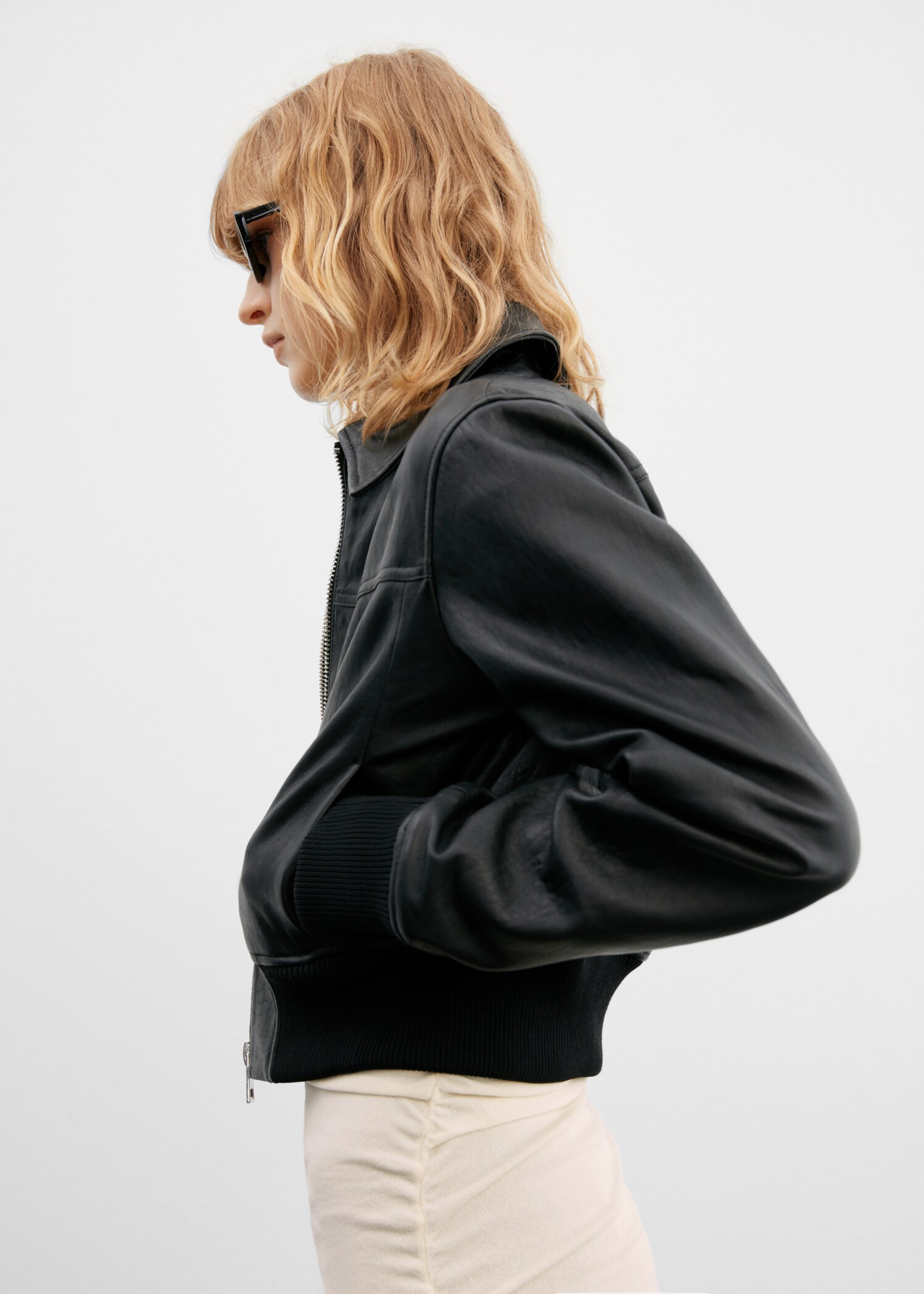 Blouson cuir bas élastiqué - Détail de l'article 2