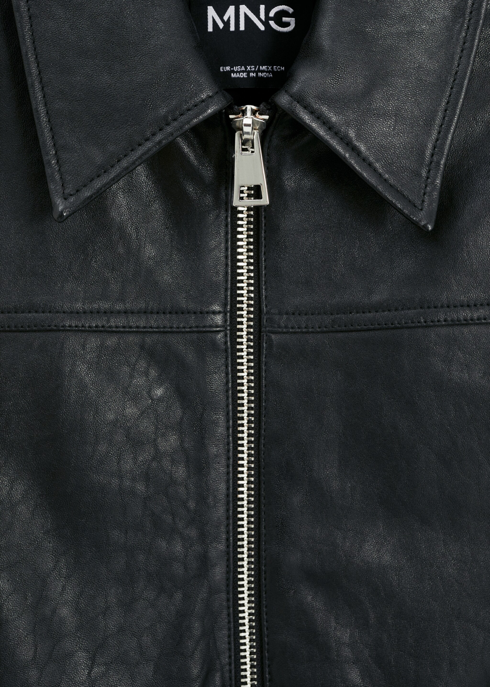 Leather jacket with elasticated hem - Details of the article 8