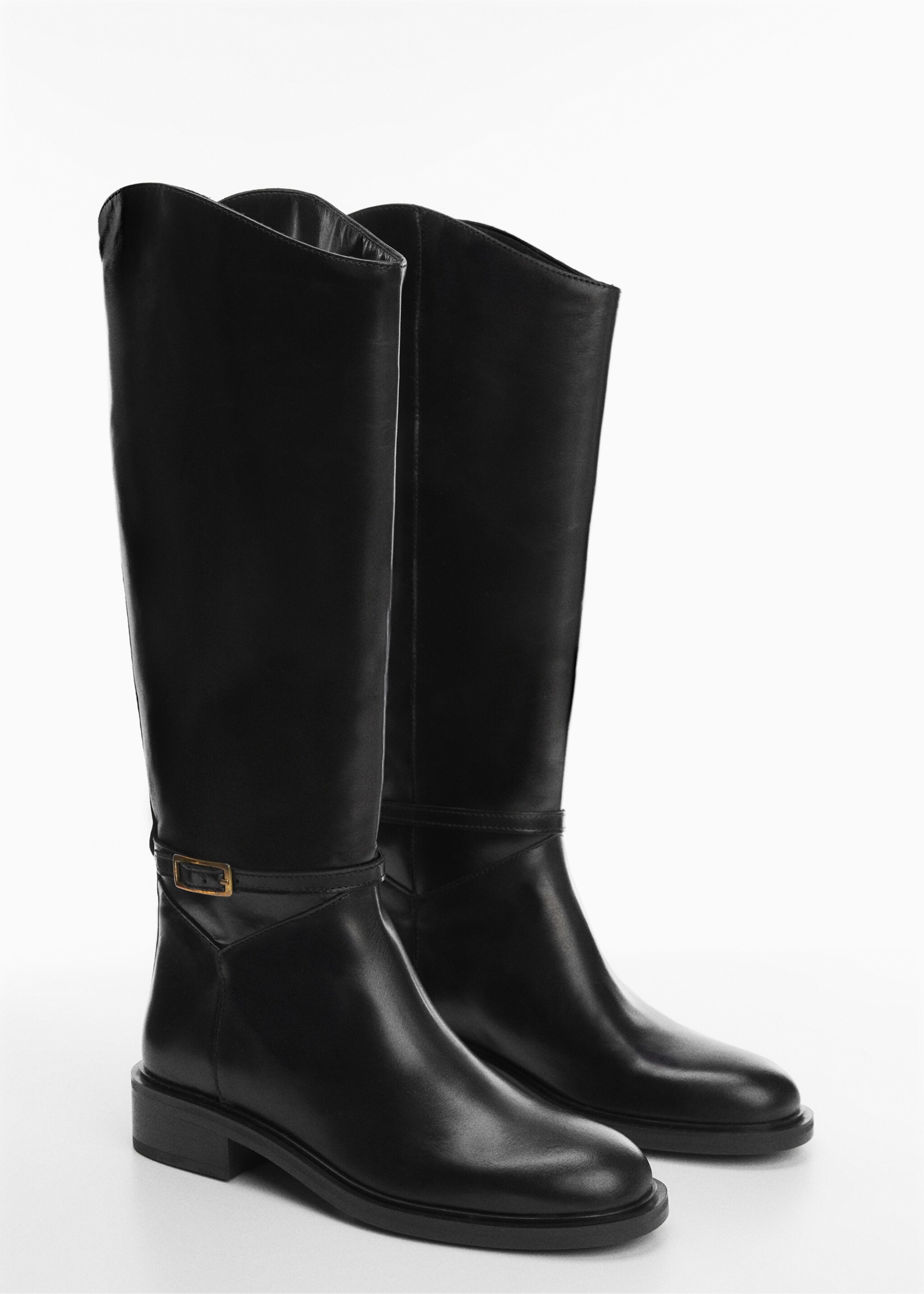 Buckles leather boots - Medium plane, Black. Ref: 57066021-00.