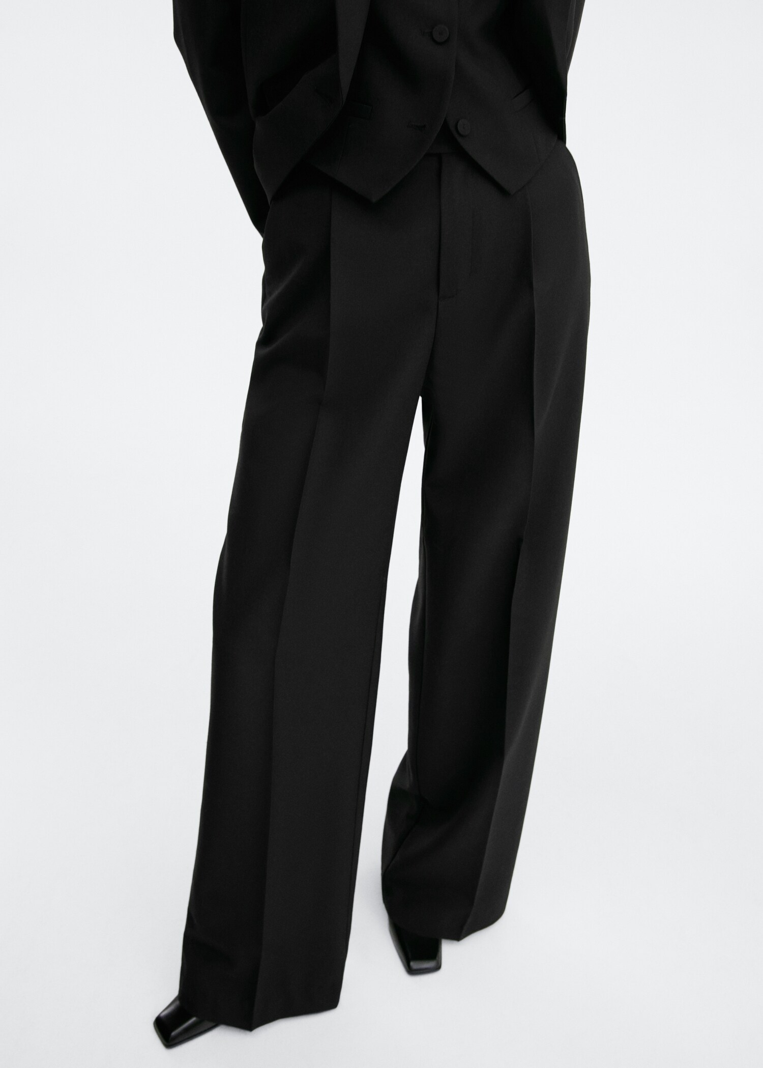 Wideleg wool suit trousers - Medium plane