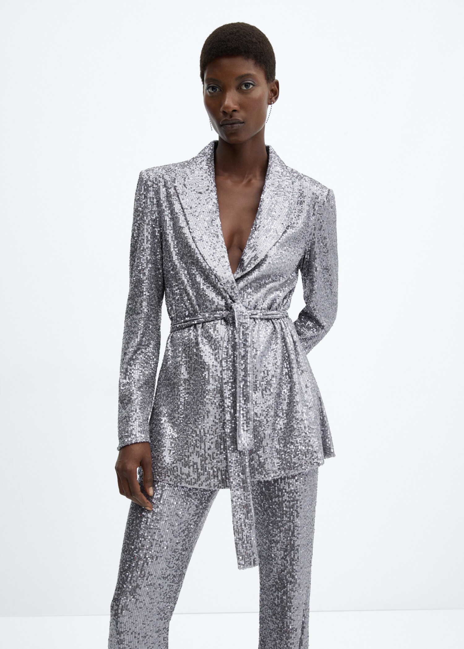 Sequin jacket with detachable belt - Medium plane