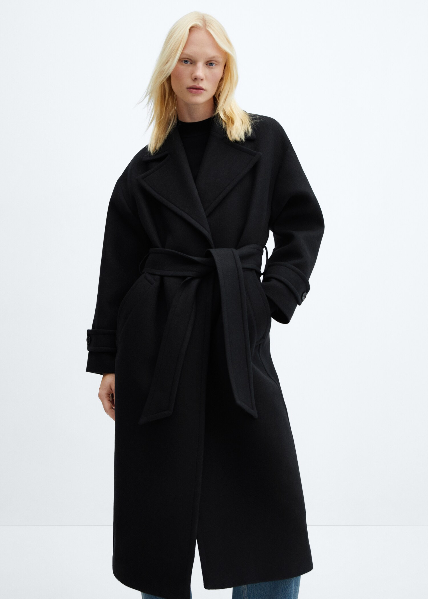 Manteau laine Manteco maxi revers - Plan moyen