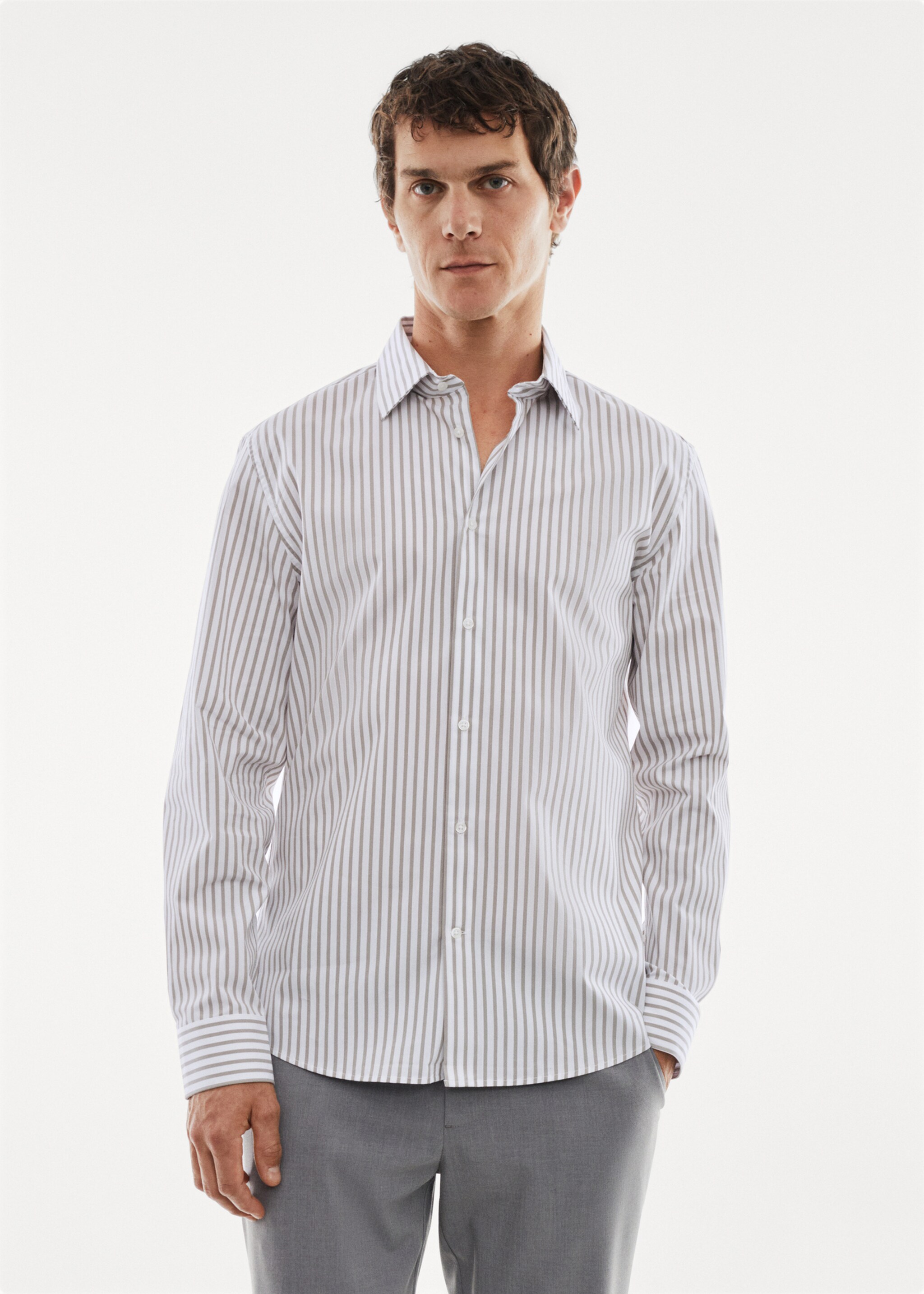 Stretch-fabric slim-fit striped shirt - Medium plane
