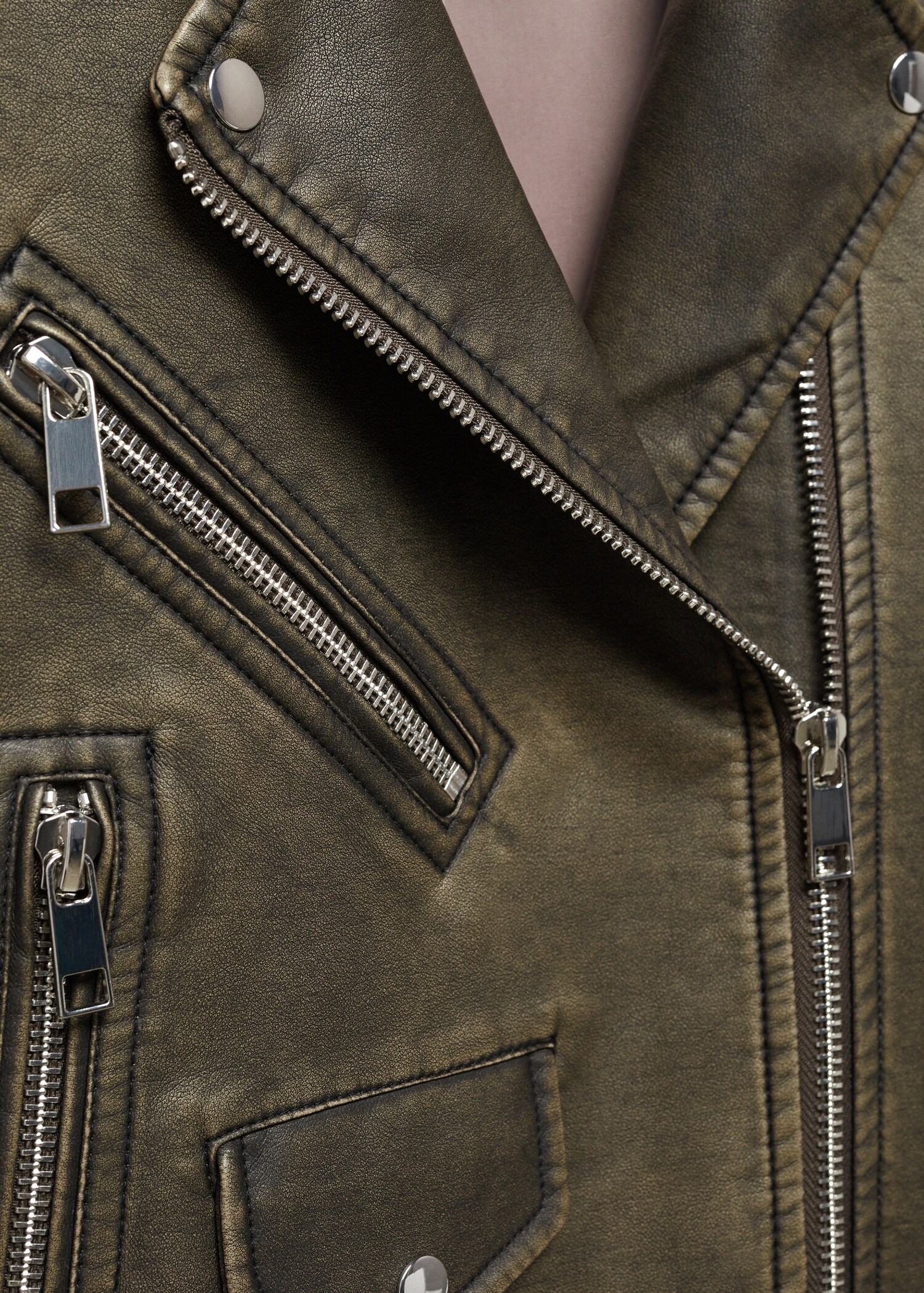 Oversized worn-effect biker jacket - Details of the article 8