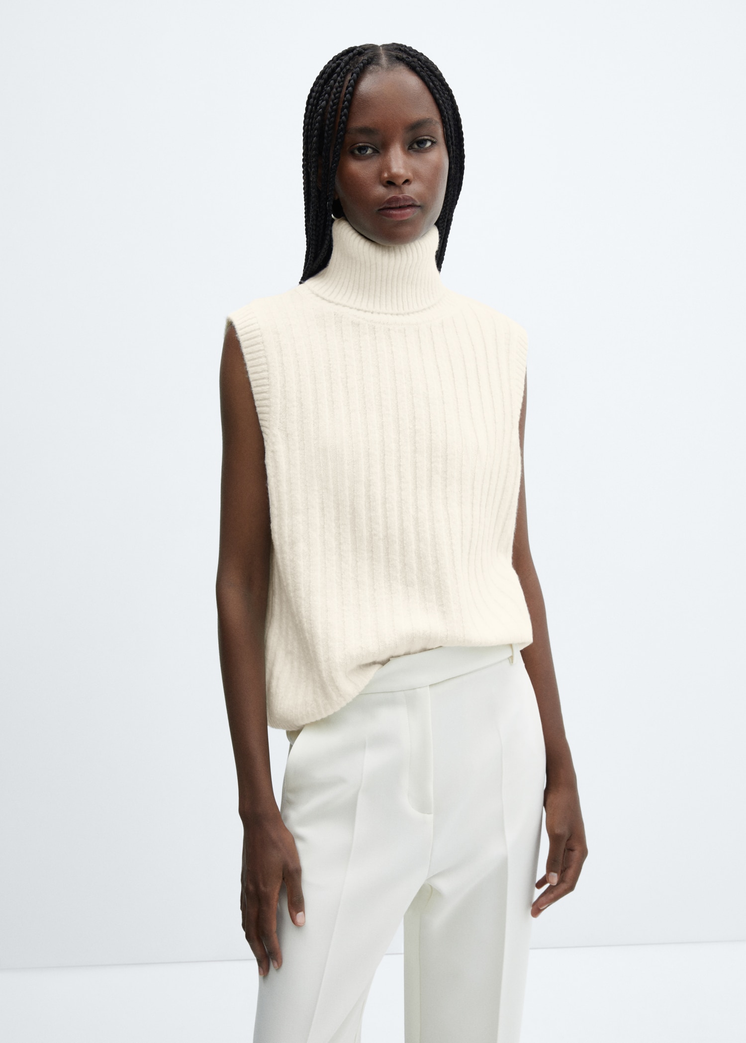 Ribbed turtleneck vest Women MANGO OUTLET USA - Main Image