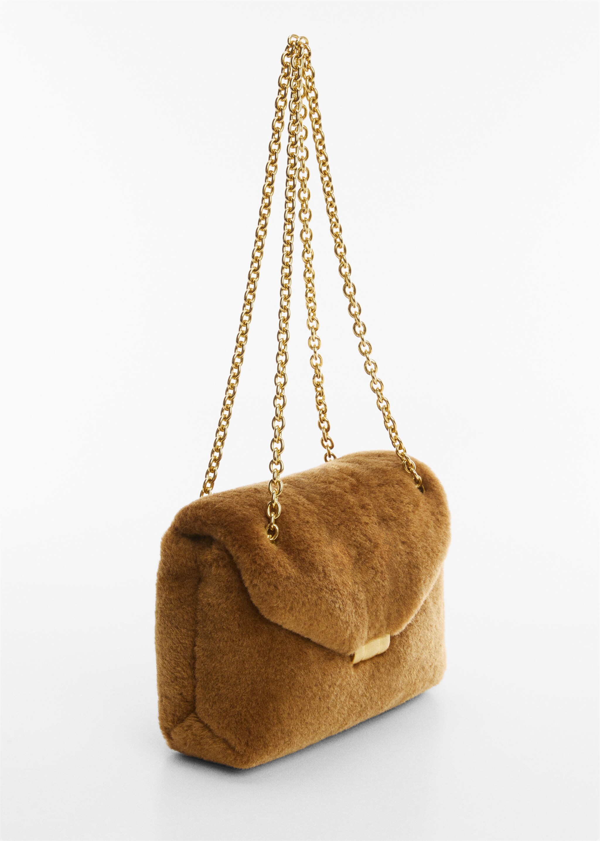 Quilted fur-effect bag - Medium plane, Brown. Ref: 57067748-00.
