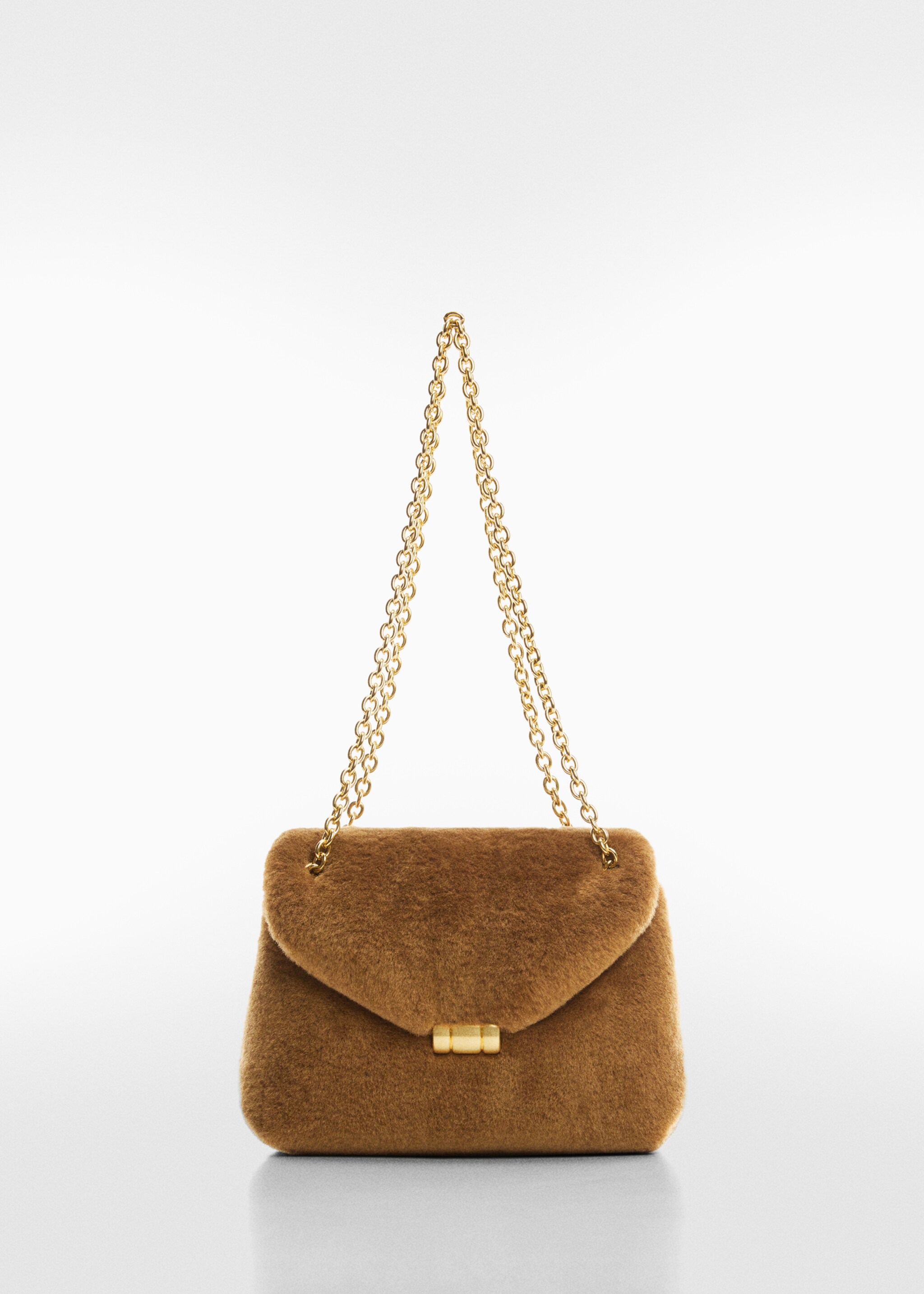 Quilted fur-effect bag - Article without model, Brown. Ref: 57067748-00.