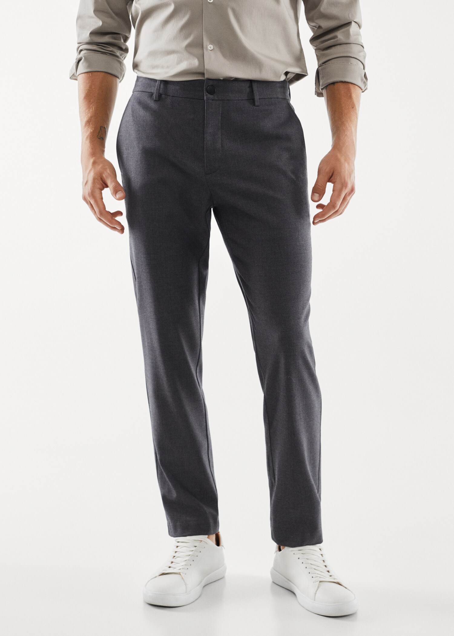 Slim fit technical fabric trousers - Medium plane